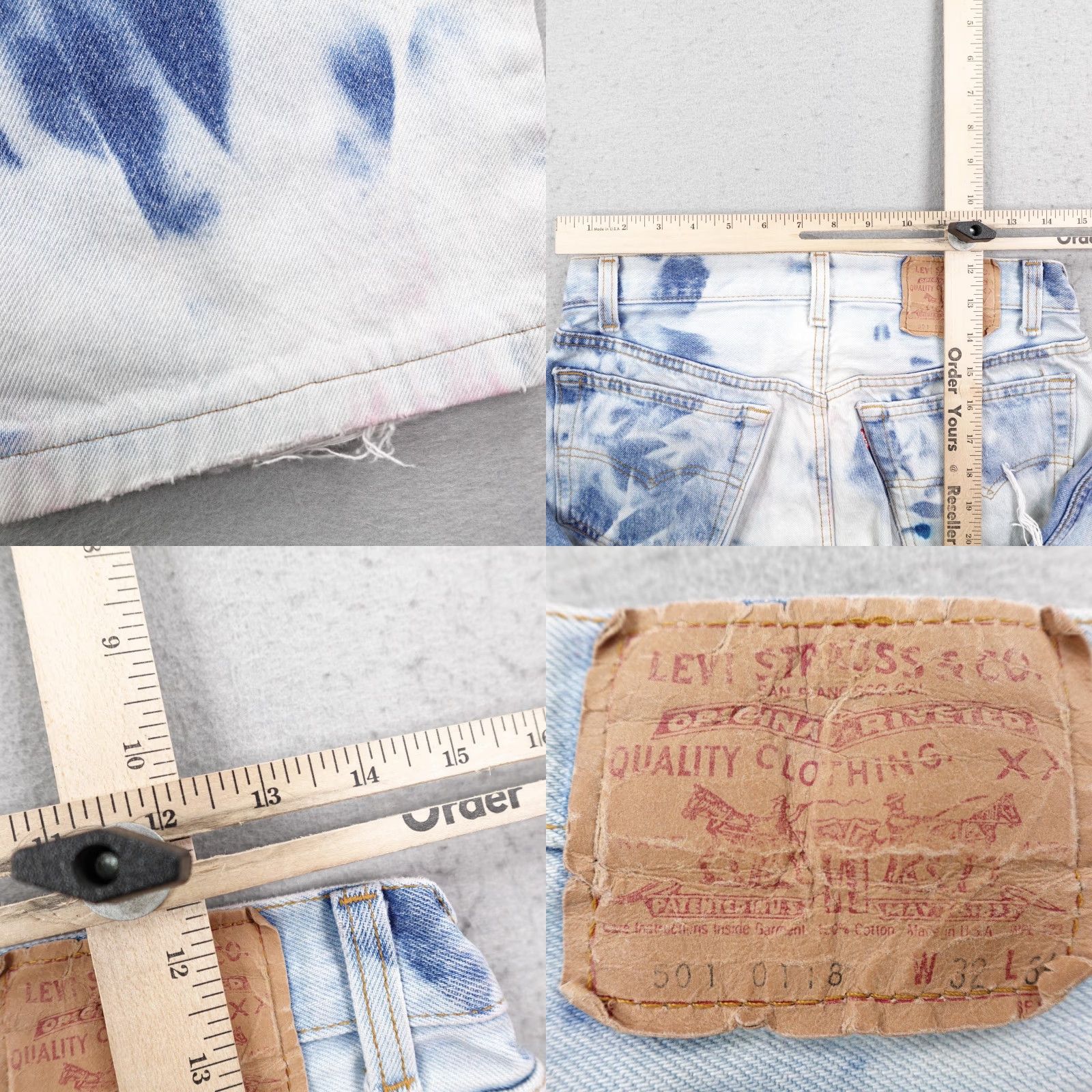 Levi's VINTAGE Levi's Jeans Mens 32 Bleach Dye Denim 501 0118 Distressed Button Fly 90s Jeans Mens 90s USA Blue Size US 32 / EU 48 - 9 Thumbnail