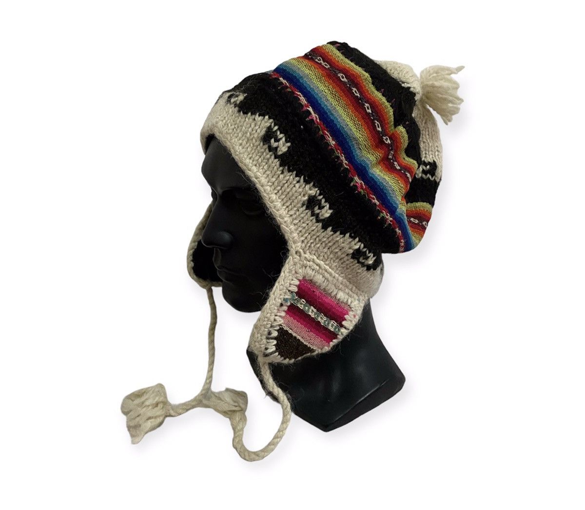 image of Artesania Alpaca Wool Design Earflap Knit Beanie Hat, Men's