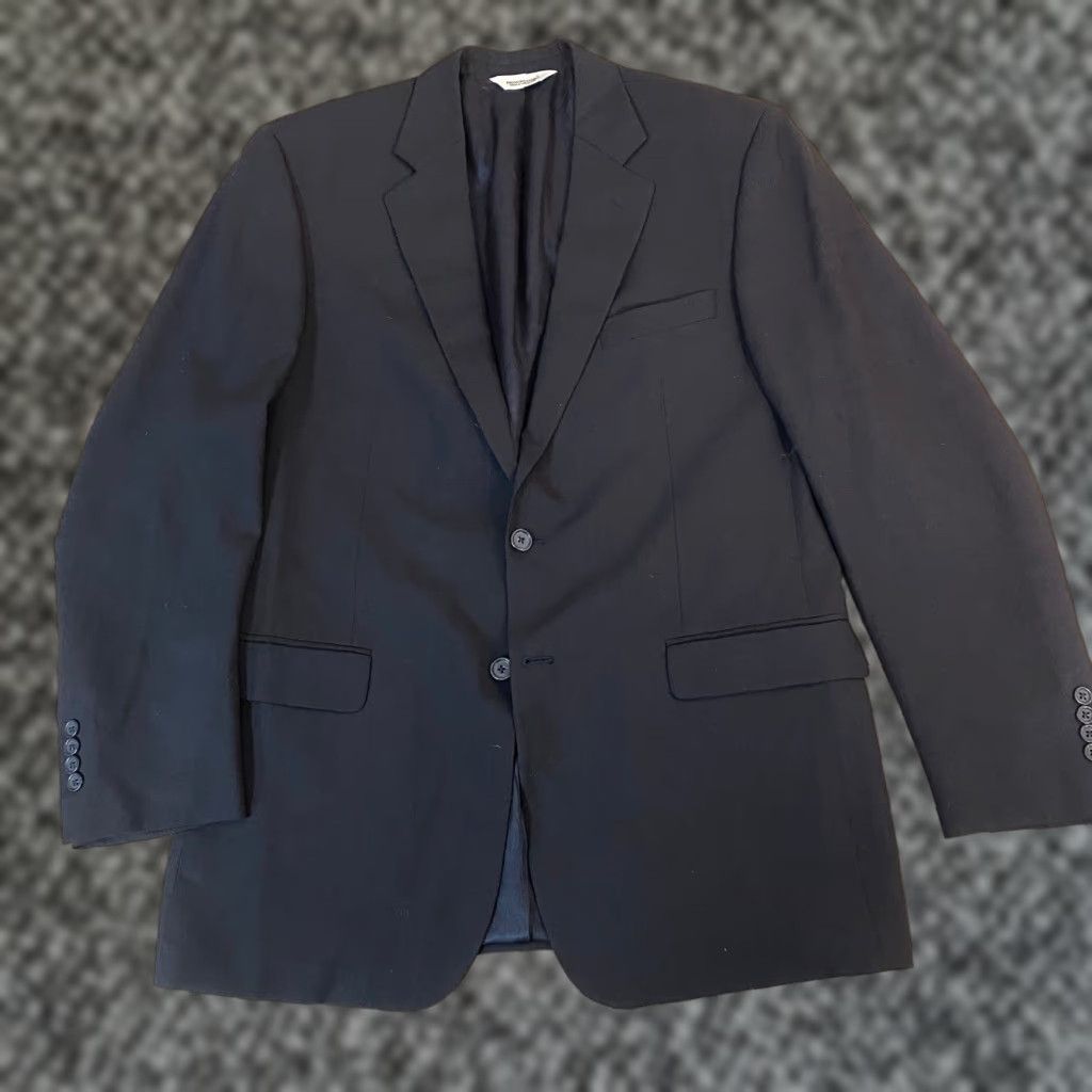 Pronto Uomo Pronto Uomo Blazer Mens 42L Black 100% Worsted Wool Comfort Stretch Sport Jacket Size 42R - 1 Thumbnail