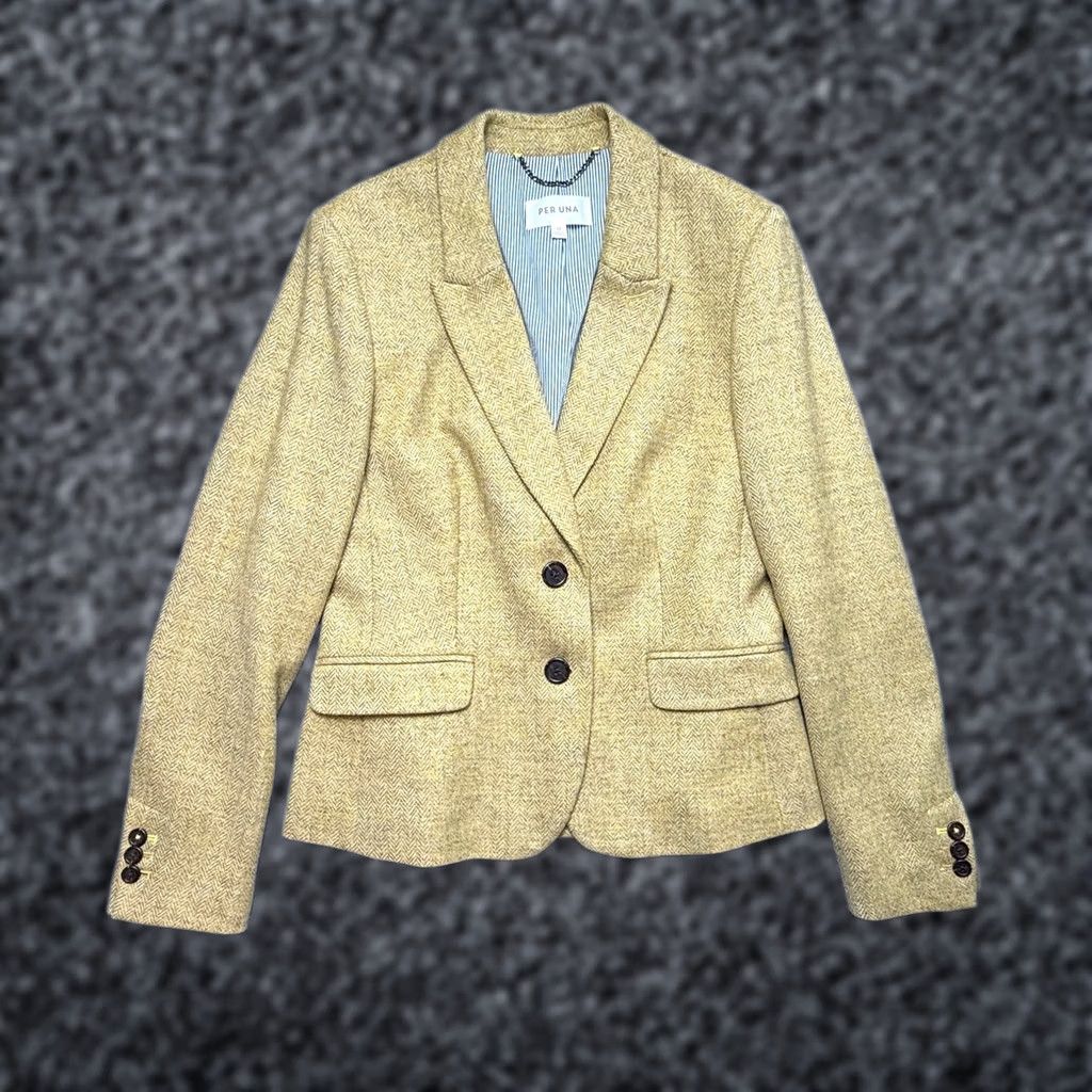Vintage Per Una Wool Blazer Jacket Womens size 10 Yellow Lime Blazer, 10, Yellow, Womens, Per Una, Blazer, Wool, Tuxedo, Modern, Adult Women, 10, Lime, Yellow Size L / US 10 / IT 46 - 1 Thumbnail