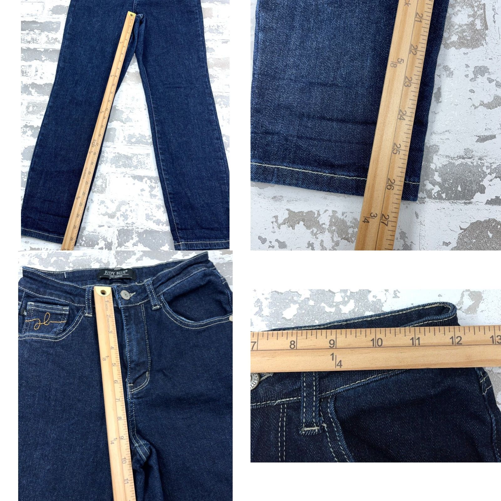 Vintage Judy Blue Jeans Women 1 25 Mom Jean Dark Wash Distressed Comfort Stretch 5-Pocket Denim Pants with Belt Loops Girls Womens Size 25" / US 0 / IT 36 - 8 Thumbnail