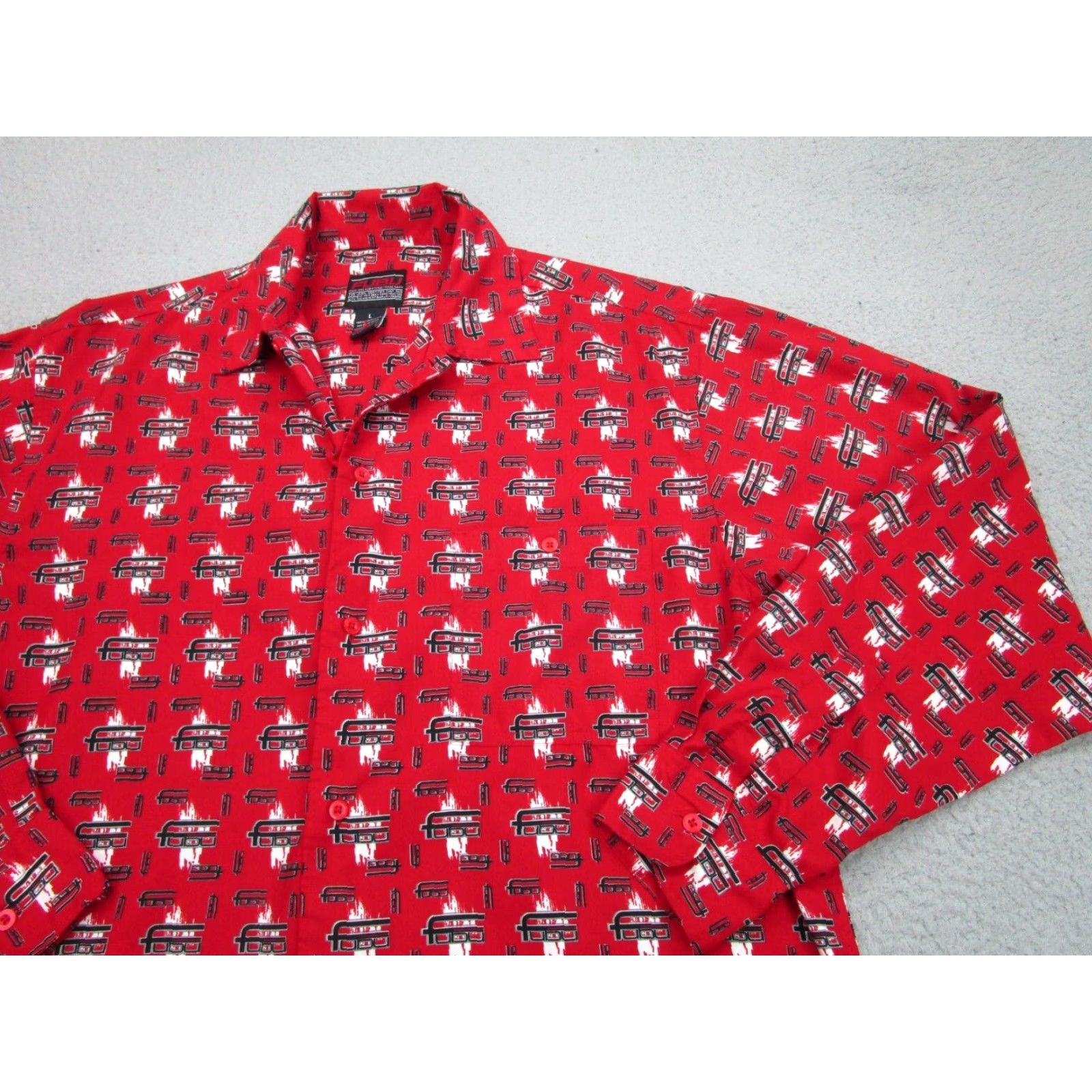 Fubu VINTAGE FUBU Graphic Print Long Sleeve Button-Up Shirt Mens Large Red 2000s Hip Hop Anime Size US L / EU 52-54 / 3 - 2 Thumbnail
