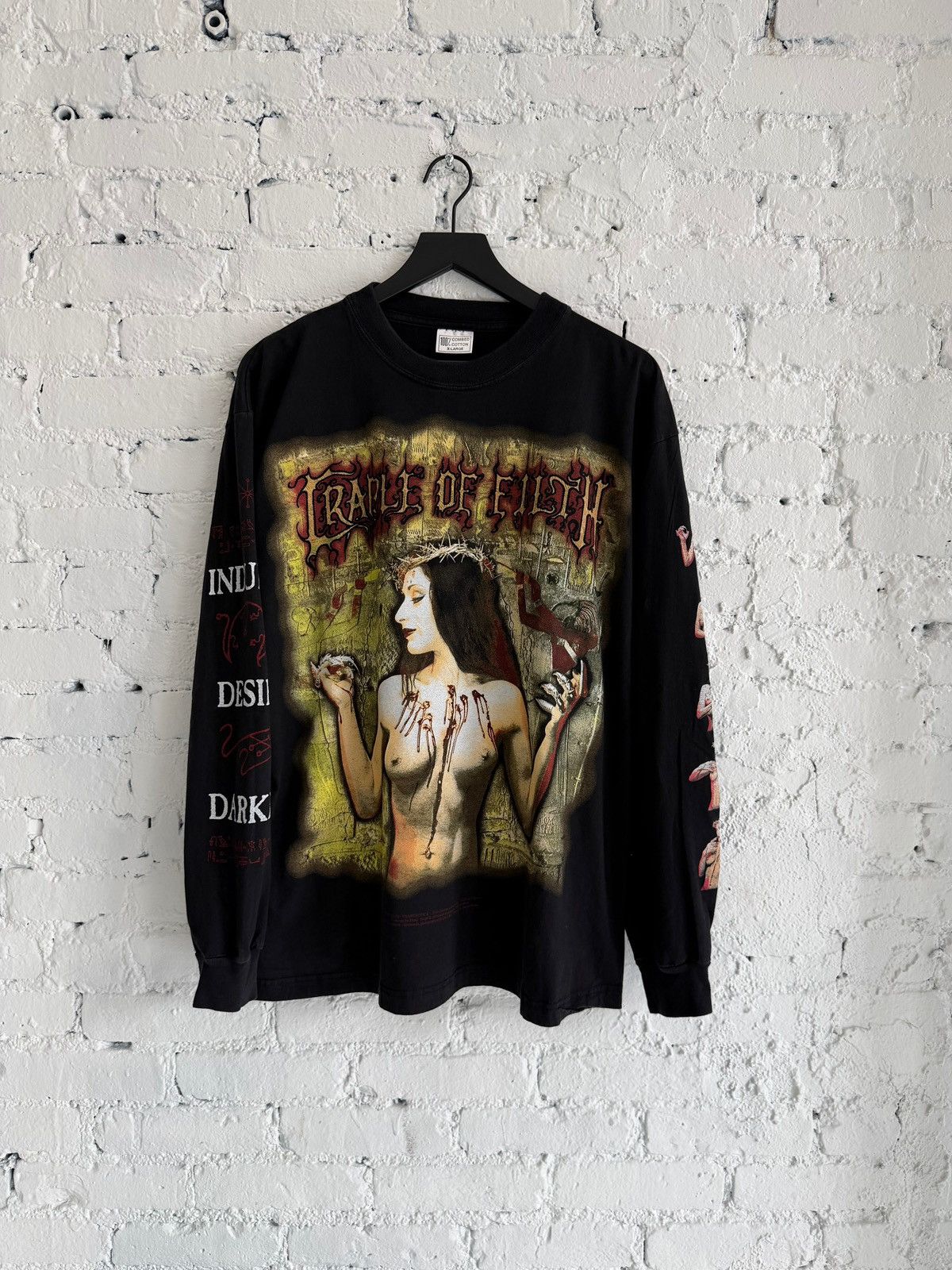 Vintage 1998 CRADLE OF FILTH ‘PRAISE THE WHORE’ L/S TEE Size US XL / EU 56 / 4 - 1 Thumbnail