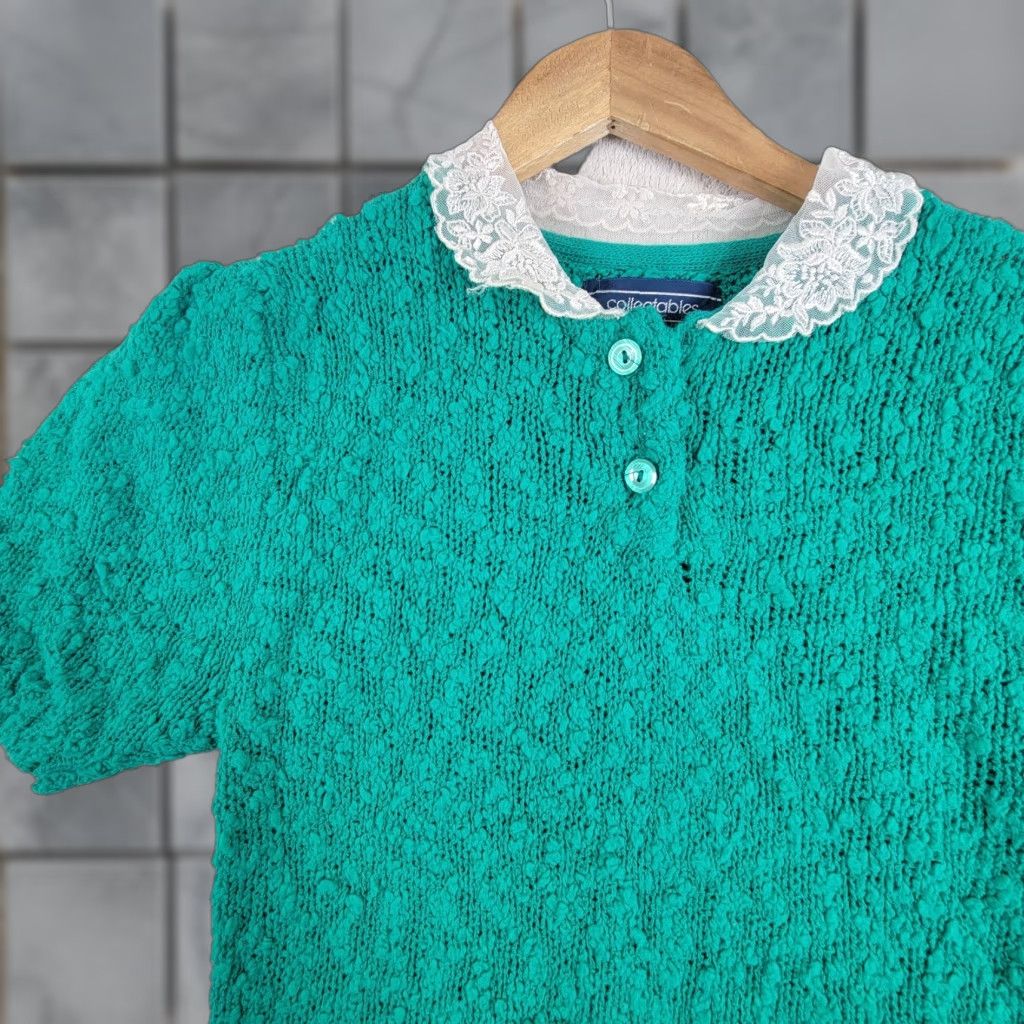 Etro VINTAGE Green Lace Neck Sweater Blouse Shirt 1980s Collectables Size S/M Womens Size S / US 4 / IT 40 - 1 Thumbnail