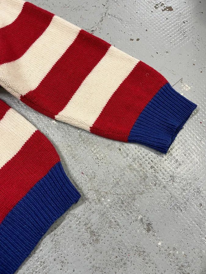 Moschino 2000s Moschino USA Flag Bootleg Red White Blue Wool Sweater Size US L / EU 52-54 / 3 - 6 Thumbnail