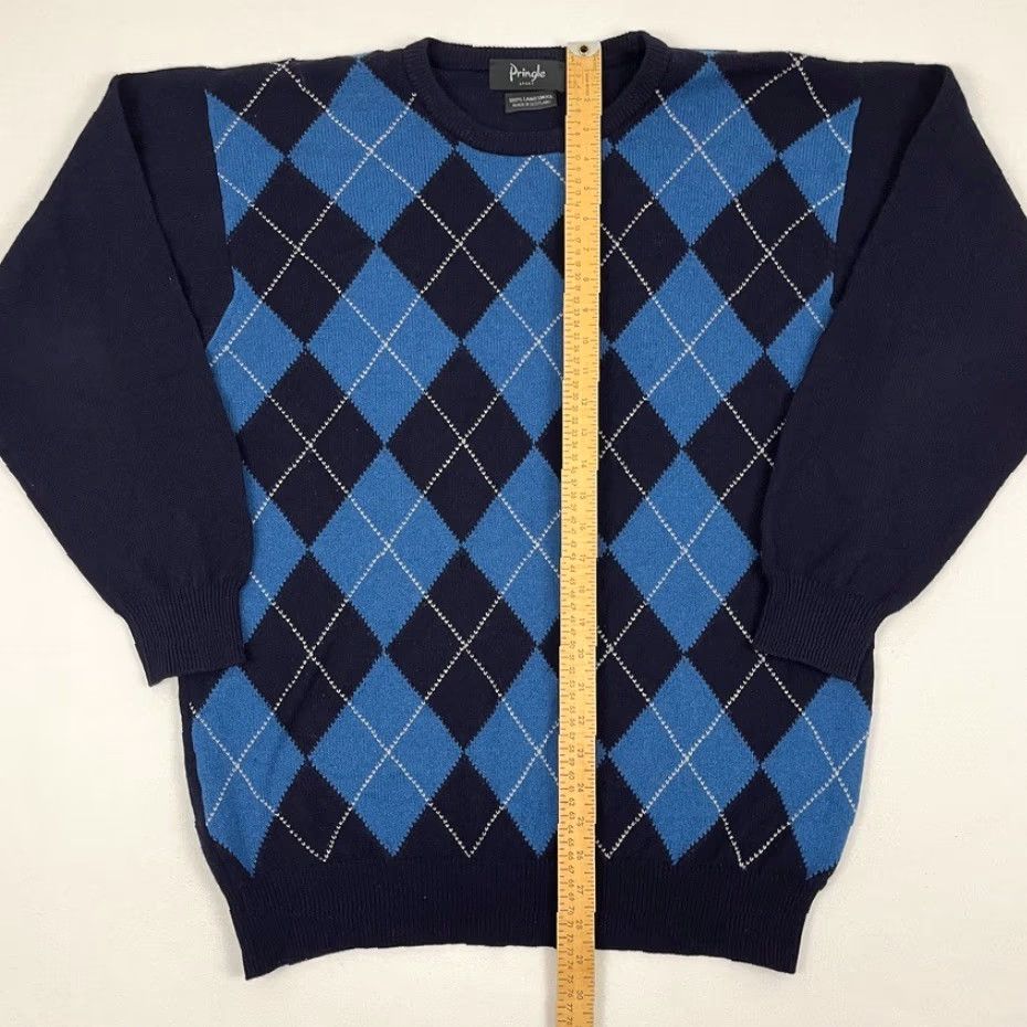 Pringle Of Scotland VINTAGE Pringle of Scotland Sport Sweater Mens L Blue Argyle Jumper Wool Lambs Wool Grandpa Size US L / EU 52-54 / 3 - 4 Thumbnail