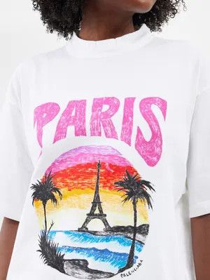 Balenciaga o1y0625 Logo Crewneck T-Shirt in White Size XS / US 0-2 / IT 36-38 - 2 Thumbnail