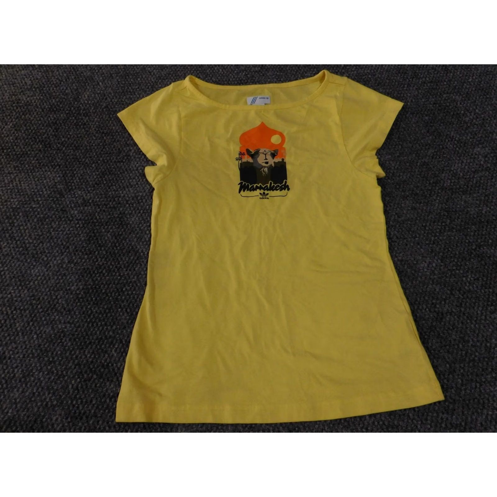 Adidas VINTAGE Adidas Shirt Womens Medium Yellow Marrakesh Graphic Tee Short Sleeve Cotton Size M / US 6-8 / IT 42-44 - 4 Thumbnail