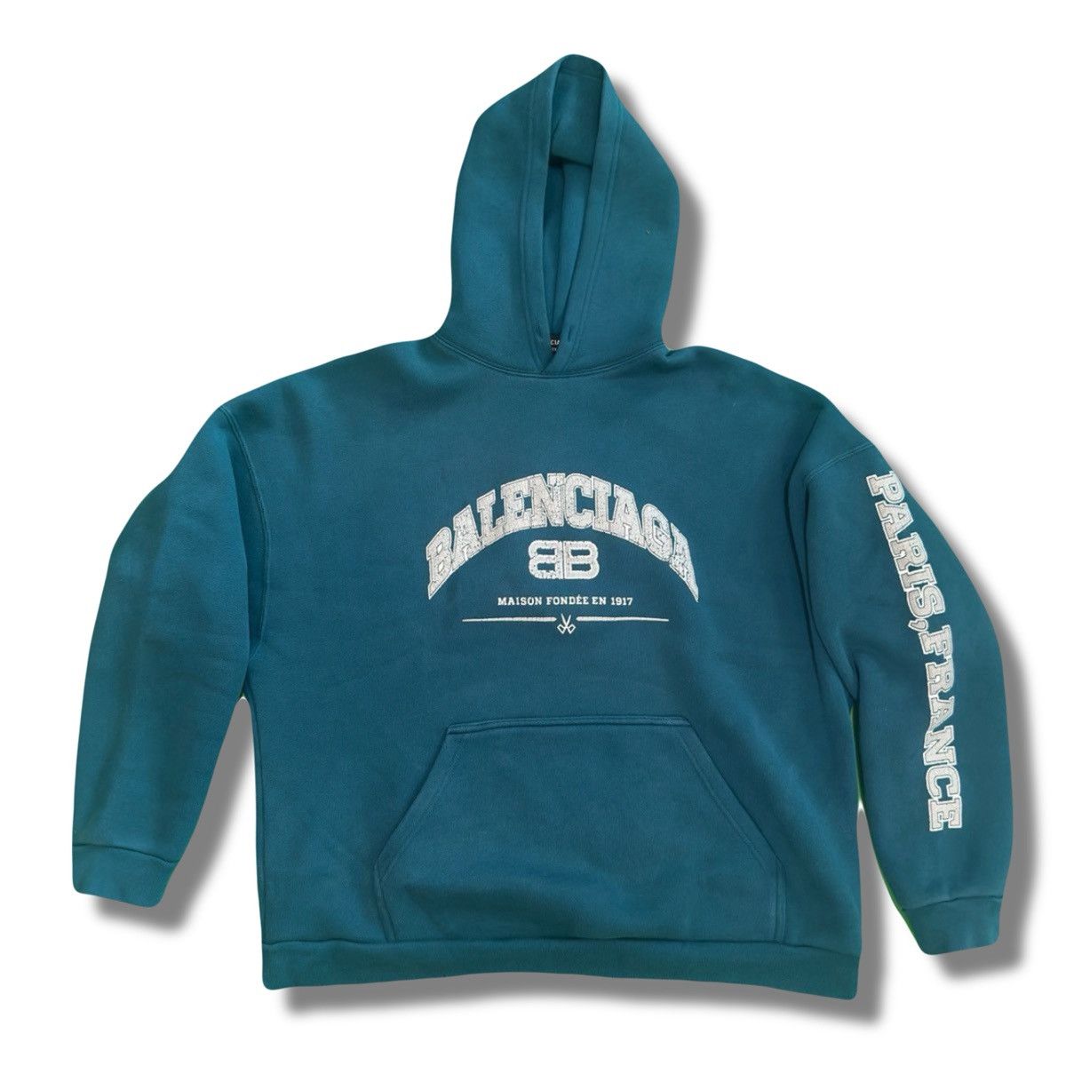 Balenciaga Maison Balenciaga Oversize Hoodie Wide Fit Petrol