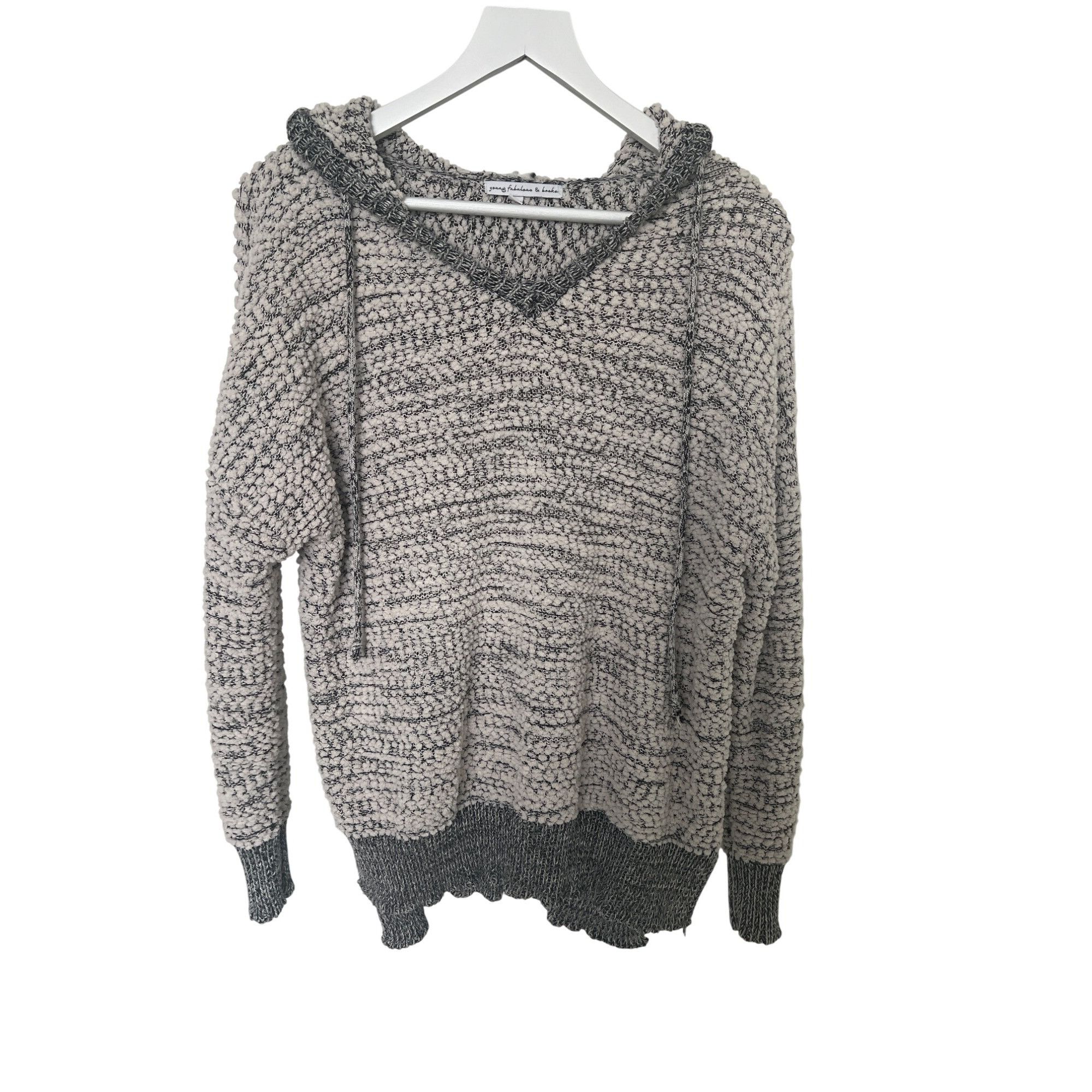 Young Fabulous & Broke Young Fabulous & Broke Gray & Ivory Popcorn Knit Hoodie Size S / US 4 / IT 40 - 1 Thumbnail