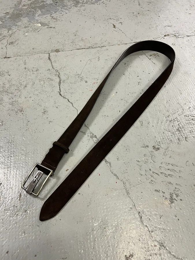 Vintage Cesare Paciotti Dagger Buckle Dark Brown Suede Leather Belt Size ONE SIZE - 3 Thumbnail