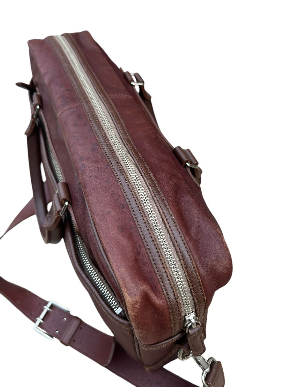 Japanese Brand × Leather Somes Saddle Japan Distressed Patina Leather 2 Way Bag Size ONE SIZE - 20 Thumbnail