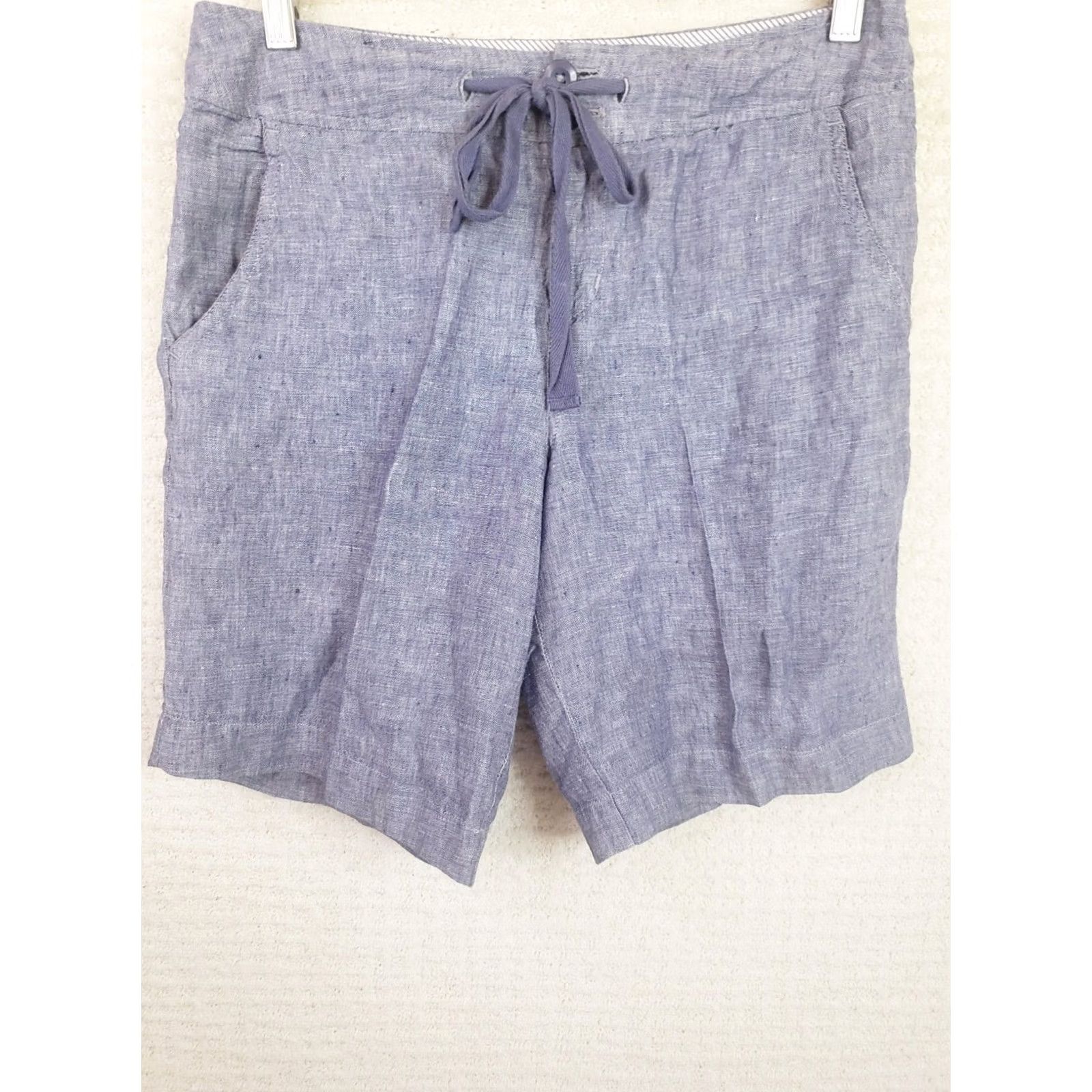 Jones New York Jones New York 100% Linen Coastal Chambray Shorts Womens Sz 4 Blue Drawstring 9" Bermuda Relaxed 4-pocket Size 27" / US 4 / IT 40 - 2 Thumbnail