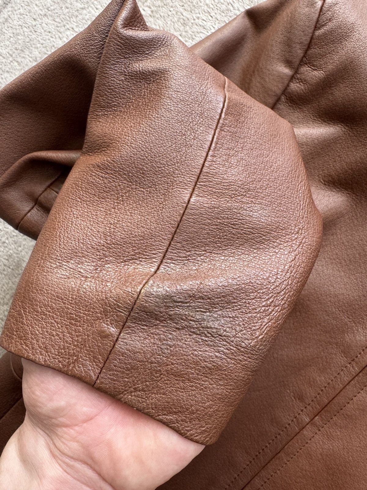 Genuine Leather Vintage Brown Leather Blazer Jacket Gucci Helmut Lang vibe Size L / US 10 / IT 46 - 4 Thumbnail