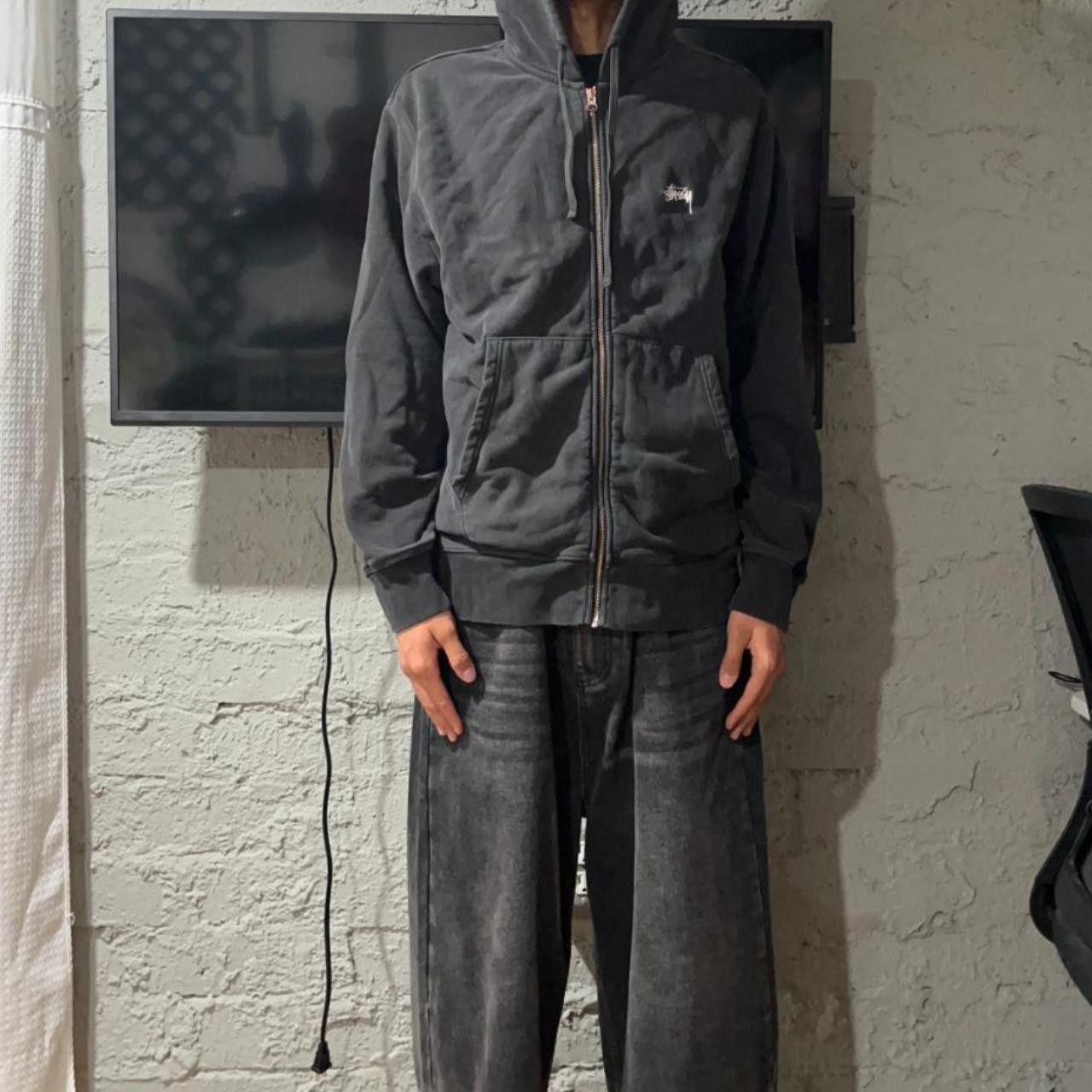 ★【Stussy】★SMOOTH STOCK ZIP HOODIE PIGMENT DYED★Black Stussy Pigment Smooth Stock Zip Hoodie Black | Glue Store
