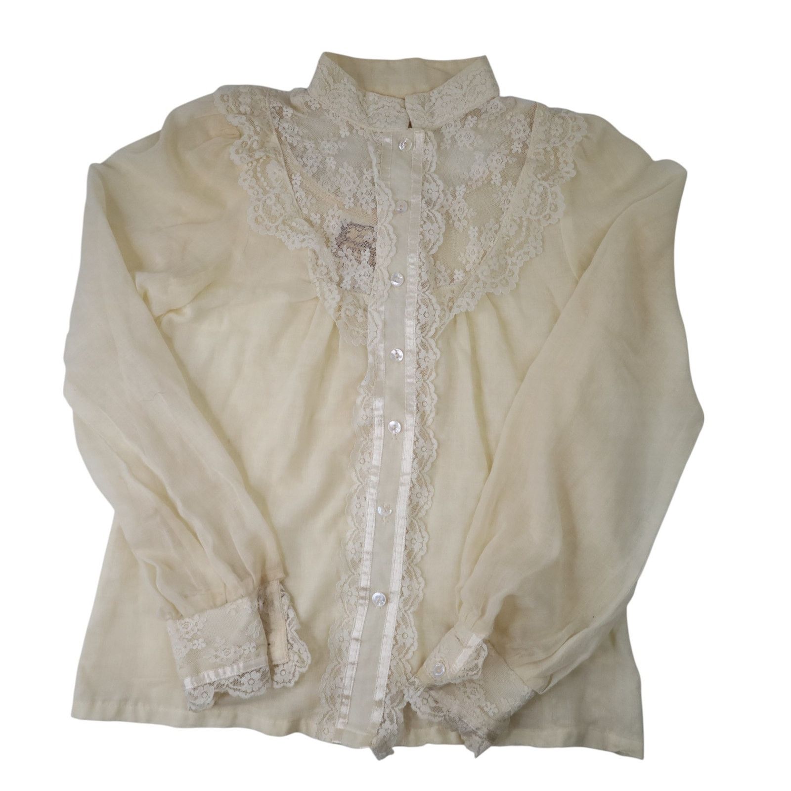 Vintage Vintage Gunne Sax Jessica's Gunnies Lace Button Up Shirt Size M / US 6-8 / IT 42-44 - 1 Thumbnail