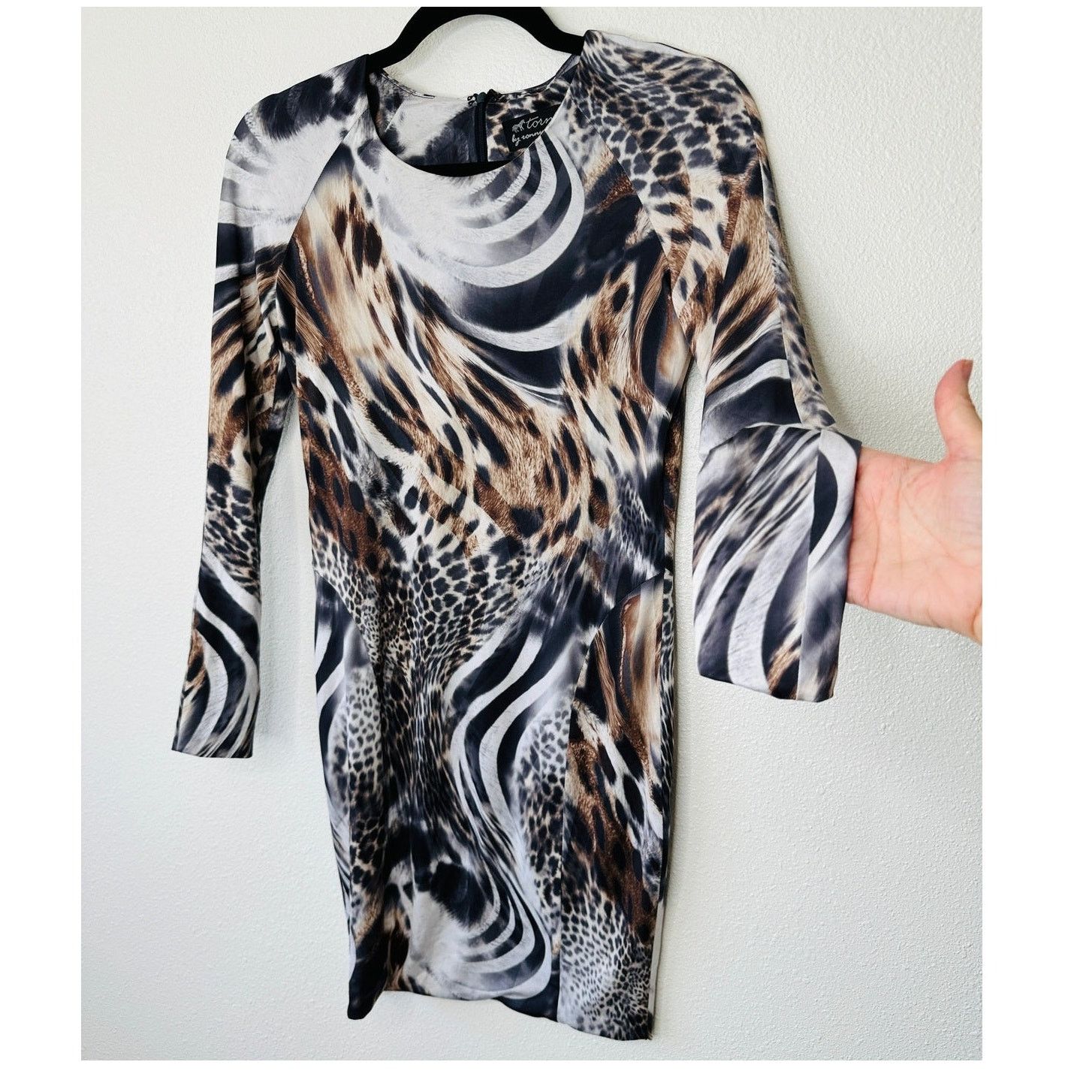 Other Torn by Ronny Kobo Black Multi Animal Print Bodycon Dress S Size S / US 4 / IT 40 - 1 Thumbnail