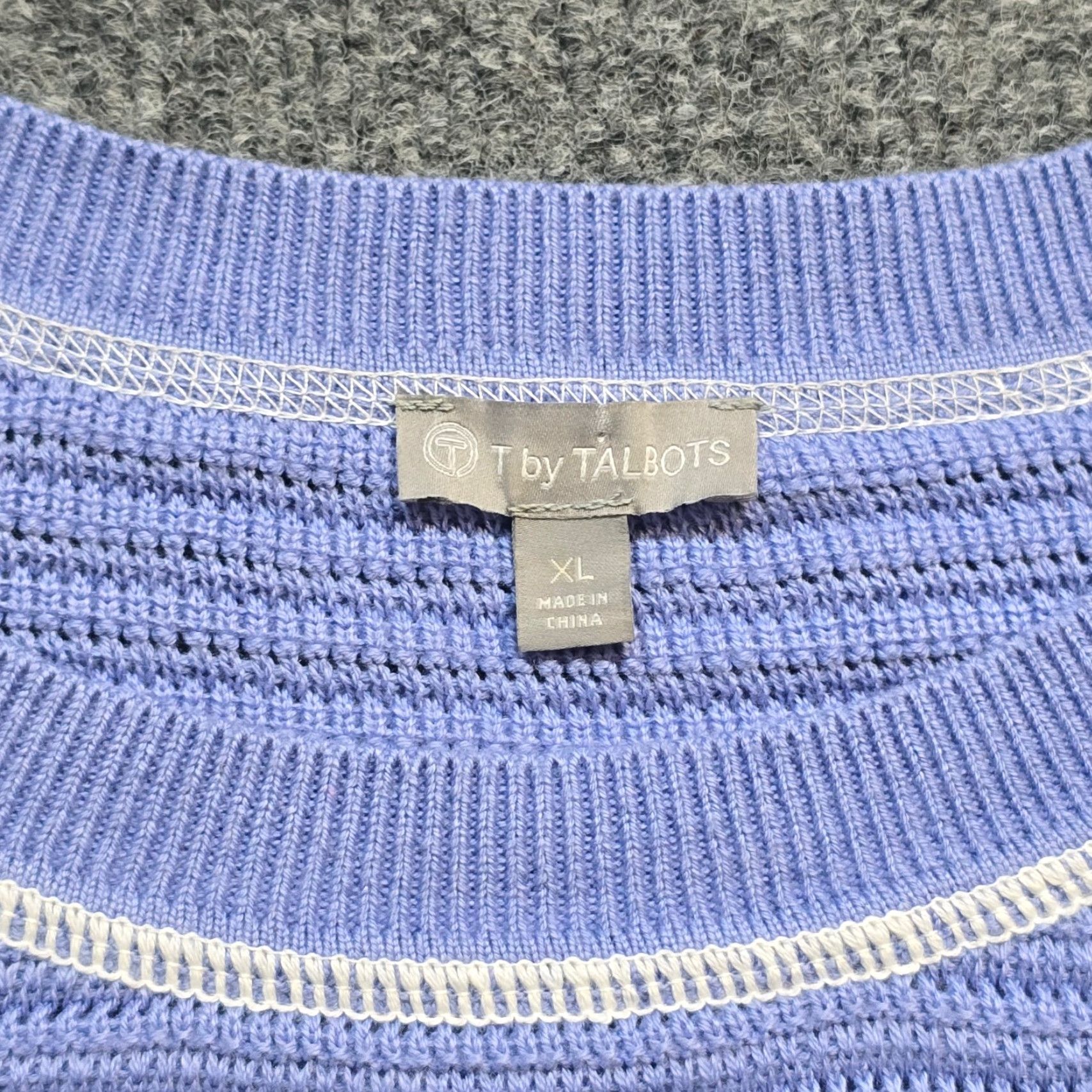 Talbots Talbots Sweater Women XL Blue Stripe Chunky Knit Long Sleeve Stretch Casual | Pullover | Round Neck | Knit Fabric | Regular Fit | Wool-Free? (no) Size XL / US 12-14 / IT 48-50 - 3 Thumbnail