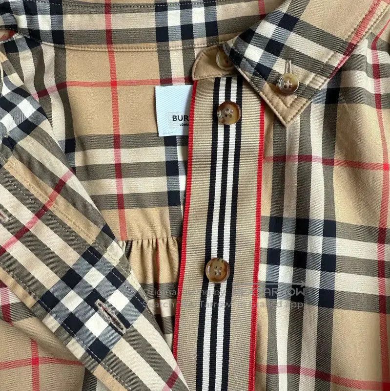 Burberry Burberry Cotton Check Long Sleeve Dress. Size XS / US 0-2 / IT 36-38 - 3 Thumbnail