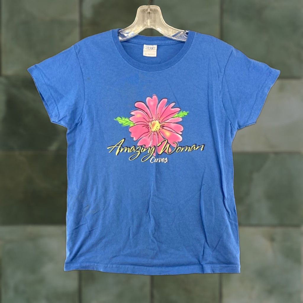 Vintage VINTAGE Curves Womens TShirt Small Blue Daisy Amazing Woman Floral Y2K Size S / US 4 / IT 40 - 1 Thumbnail