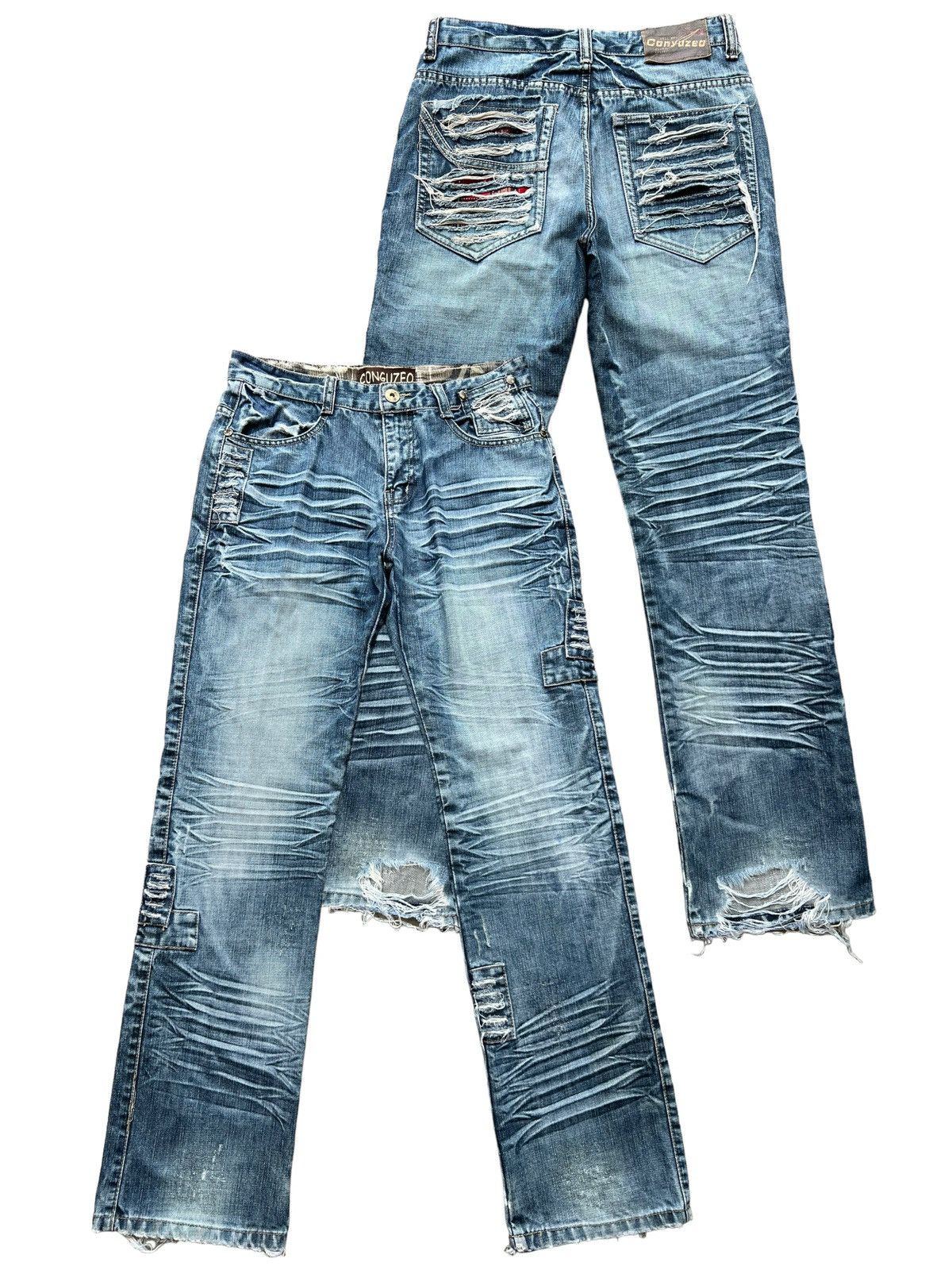 Other Conguzo Bondage Patchwork Distressed Baggy Denim Jeans 31x33 Size US 31 - 1 Thumbnail