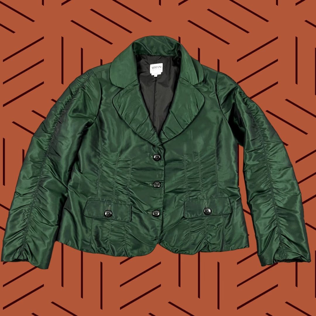 Armani ARMANI COLLEZIONI Blazer Womens Size 16 Emerald Green Jacket Mid-Length Lined Regular 3-Button Sleeve Long Sleeve Dry Clean Only Vintage No Size XXL / US 16-18 / IT 52-54 - 1 Thumbnail