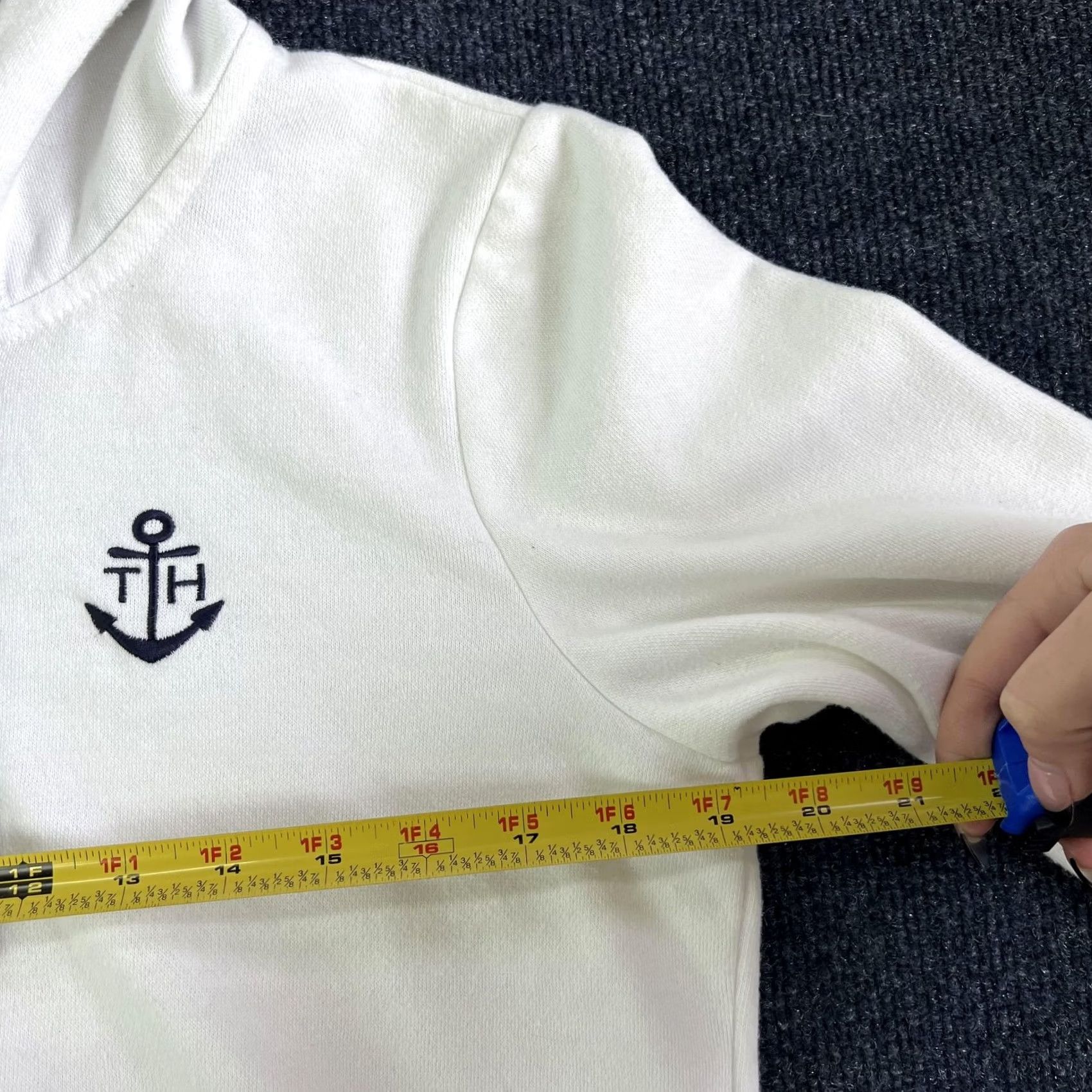 Tommy Hilfiger Tommy Hilfiger Hoodie Mens Medium White Nautical Anchor Full Zip Sweatshirt Size US M / EU 48-50 / 2 - 6 Thumbnail