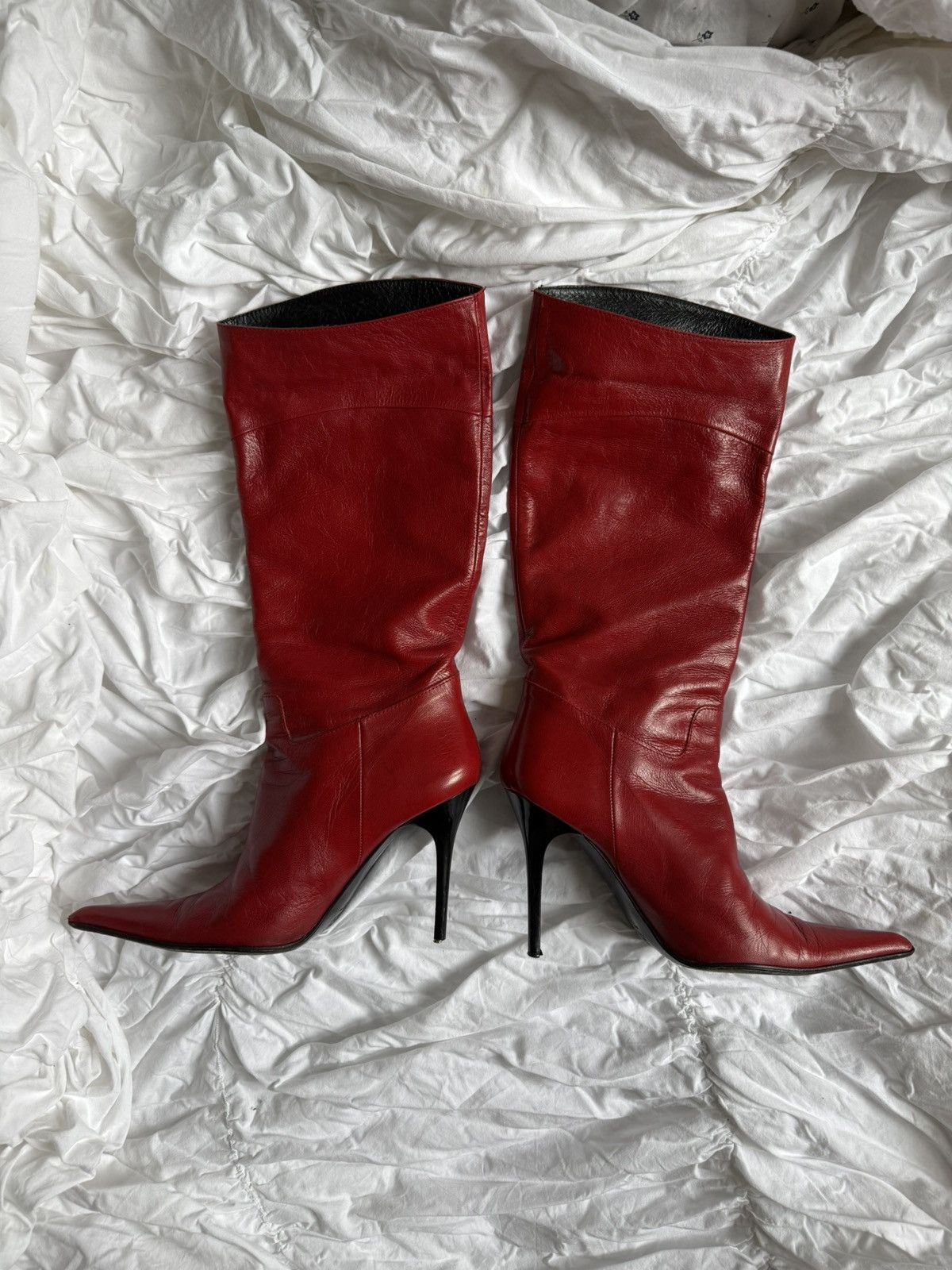 Other Red leather vintage stilettos boots Size US 7 / IT 37 - 4 Thumbnail