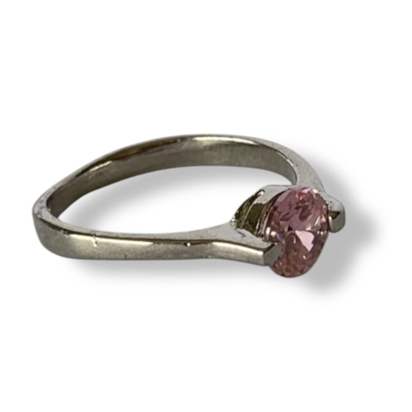 Other Pink Round Sapphire Solitaire Silver Ring Size 6 Size ONE SIZE - 2 Thumbnail