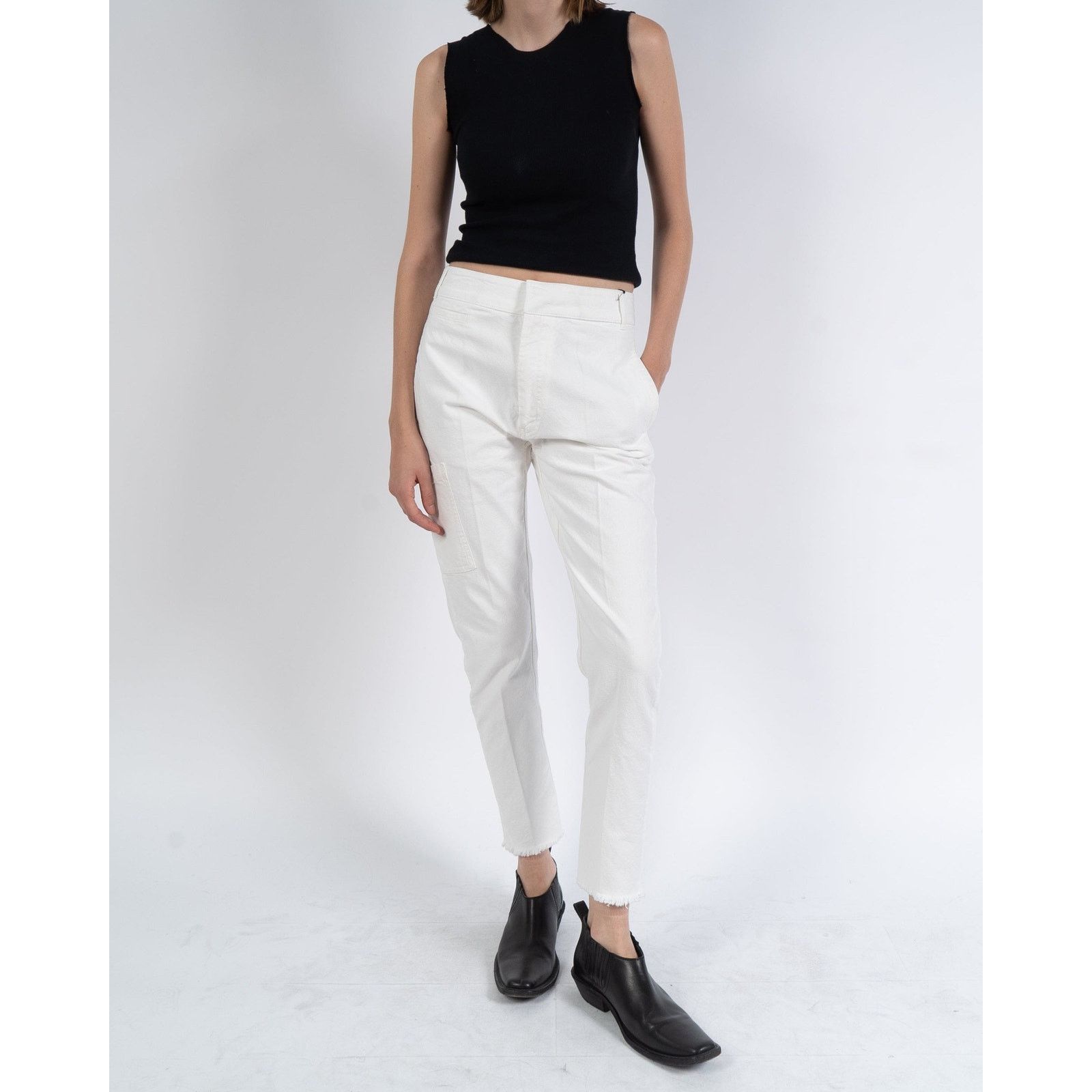 Haider Ackermann FW19 White Cropped Denim Trousers Size 26" / US 2 / IT 38 - 2 Thumbnail