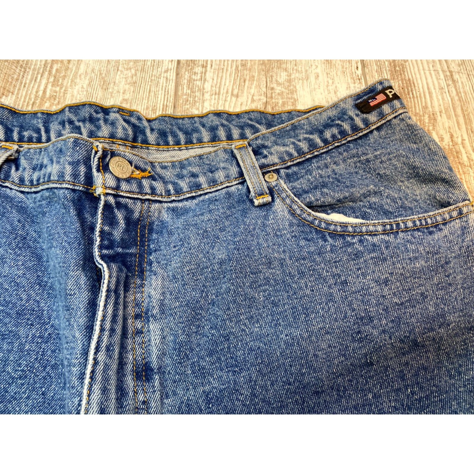 Polo Ralph Lauren VINTAGE Polo Jeans Co Ralph Lauren Jeans Men 38X34 Loose Baggy Full Leg Blue 80s 90s Retro Designers Mens Size US M / EU 48-50 / 2 - 7 Thumbnail