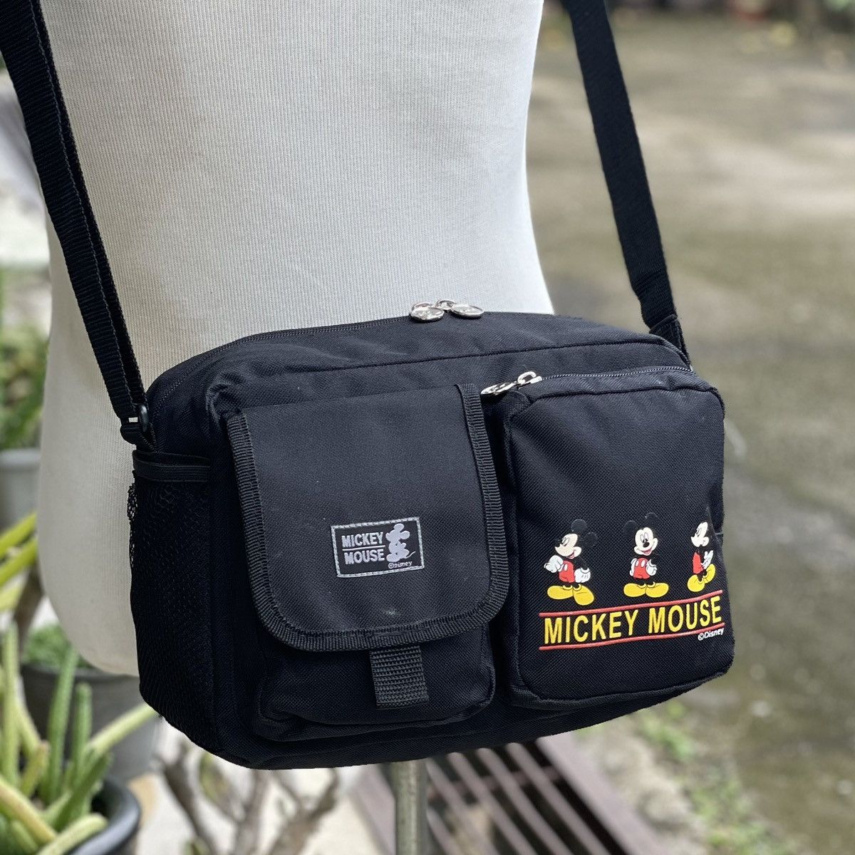 Disney × Mickey Mouse Double Pocket Mickey Mouse Black Sling Bag Size ONE SIZE - 2 Thumbnail