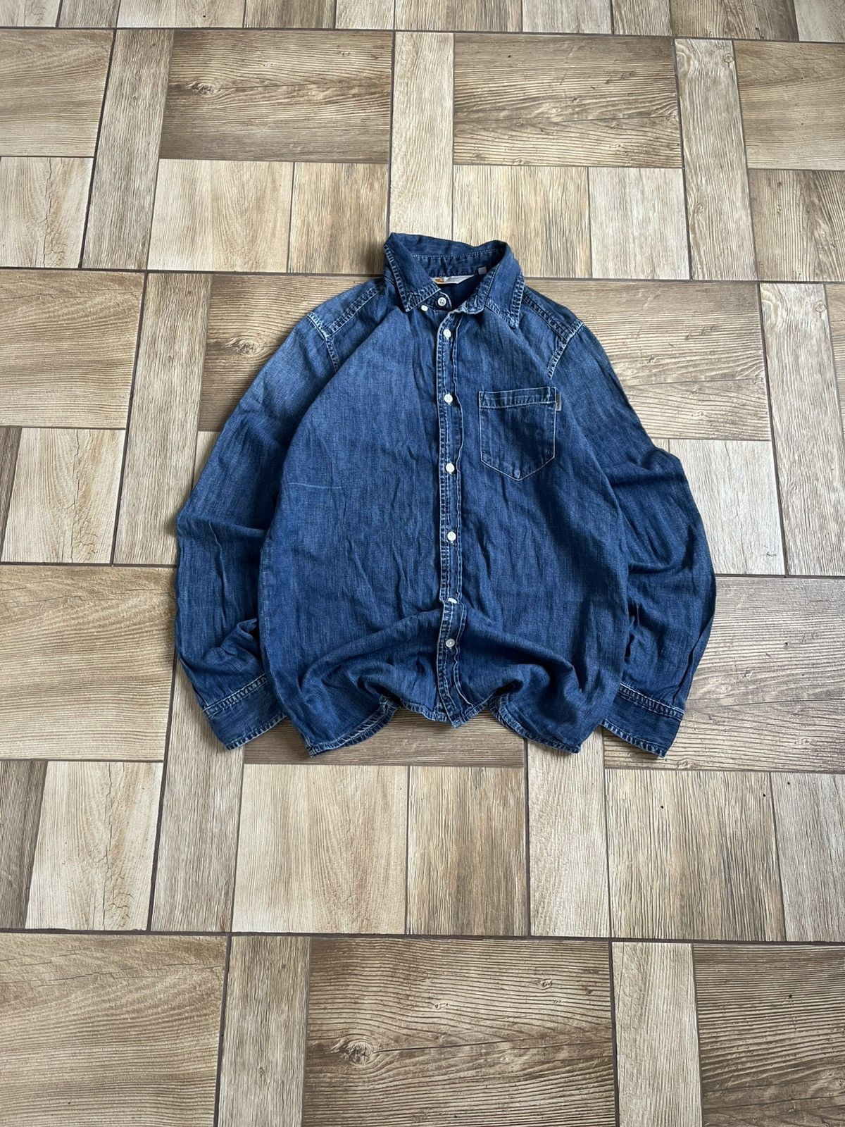 Carhartt 🔥 Carhartt Original Blue Denim / Chambray Workwear Shirt 🔥 Size US S / EU 44-46 / 1 - 1 Thumbnail