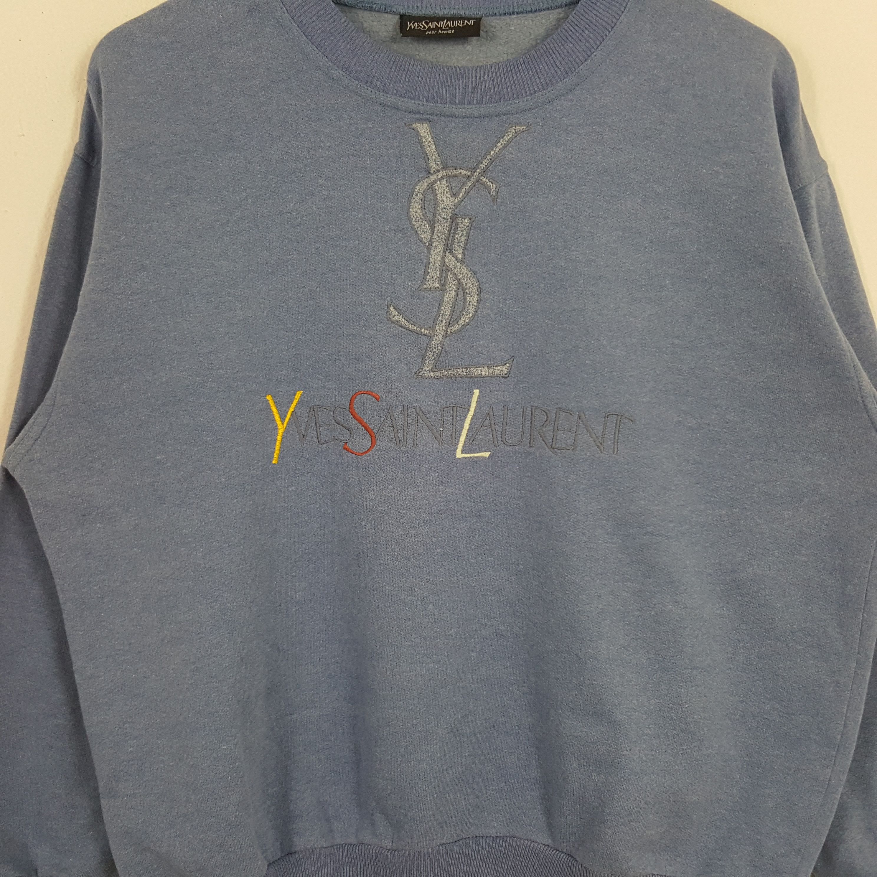 Vintage Vintage Yves Saint Laurent Designer Embroidery Sweatshirt Size US L / EU 52-54 / 3 - 2 Thumbnail