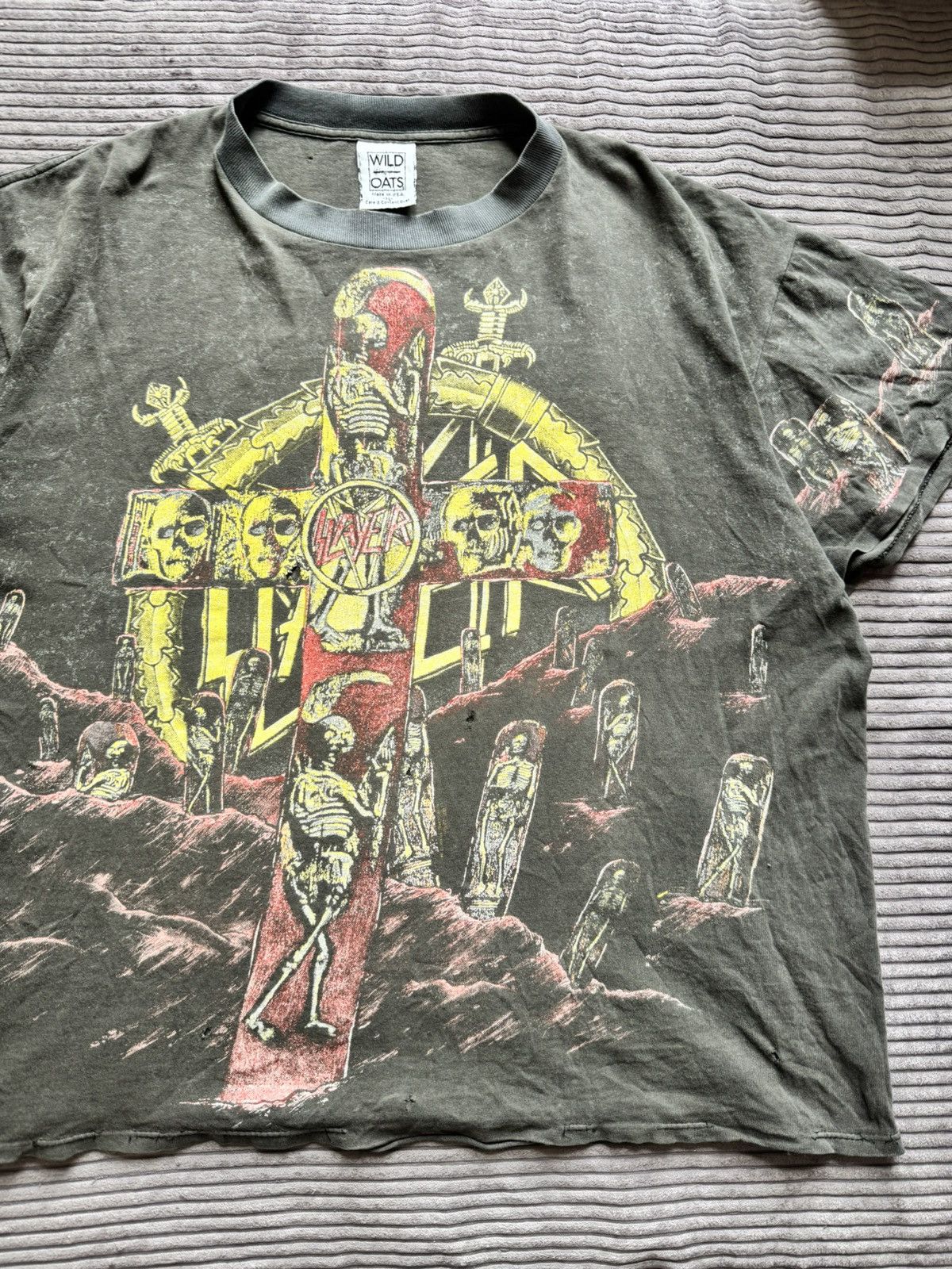 Band Tees 1991 SLAYER PERFECT WASH & THRASHED Metal BAND-Tee AOP 90s Size US XL / EU 56 / 4 - 5 Thumbnail