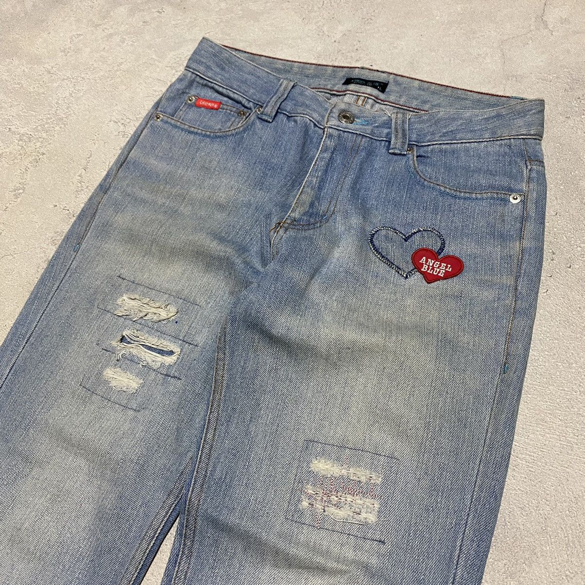 Angel Blue Angel Blue Distressed Patch Jeans Pants Size 31" - 2 Thumbnail