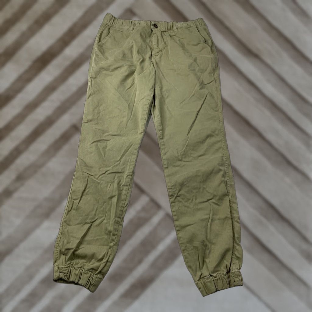Vintage Bear Bottom Pants Men L Jogger Slimming Breathable Cotton Blend Tapered Drawstring Elastic Waist Straight/Slash Pockets Casual Workwear Athletic Fit Size US 33 - 1 Thumbnail