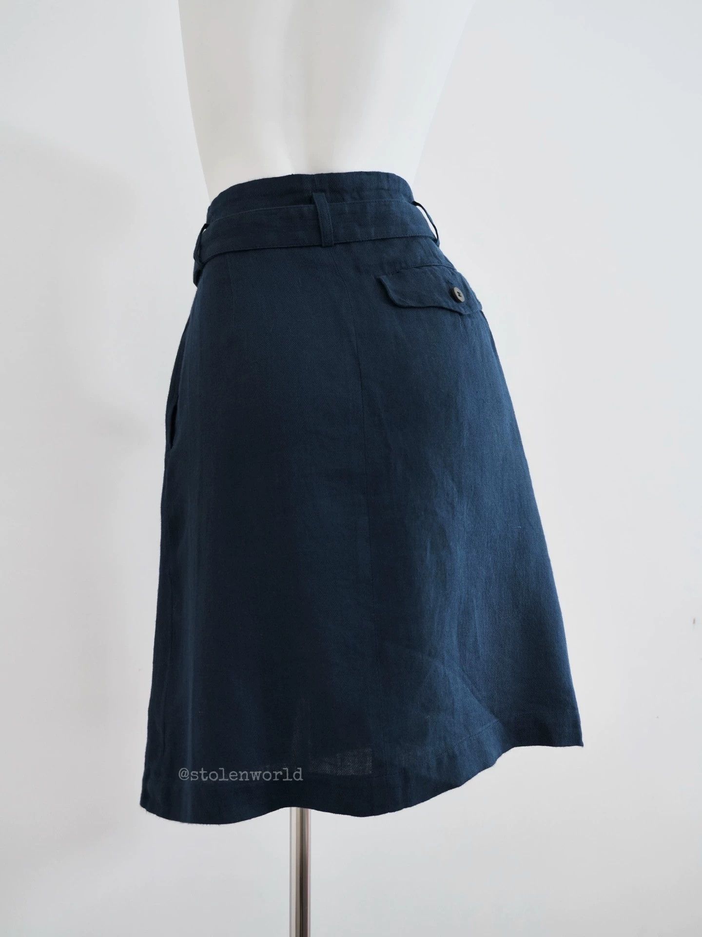 Comme des Garcons CDG 90s Tricot Deep Blue Linen Wrap Skirt S Size 26" / US 2 / IT 38 - 8 Thumbnail