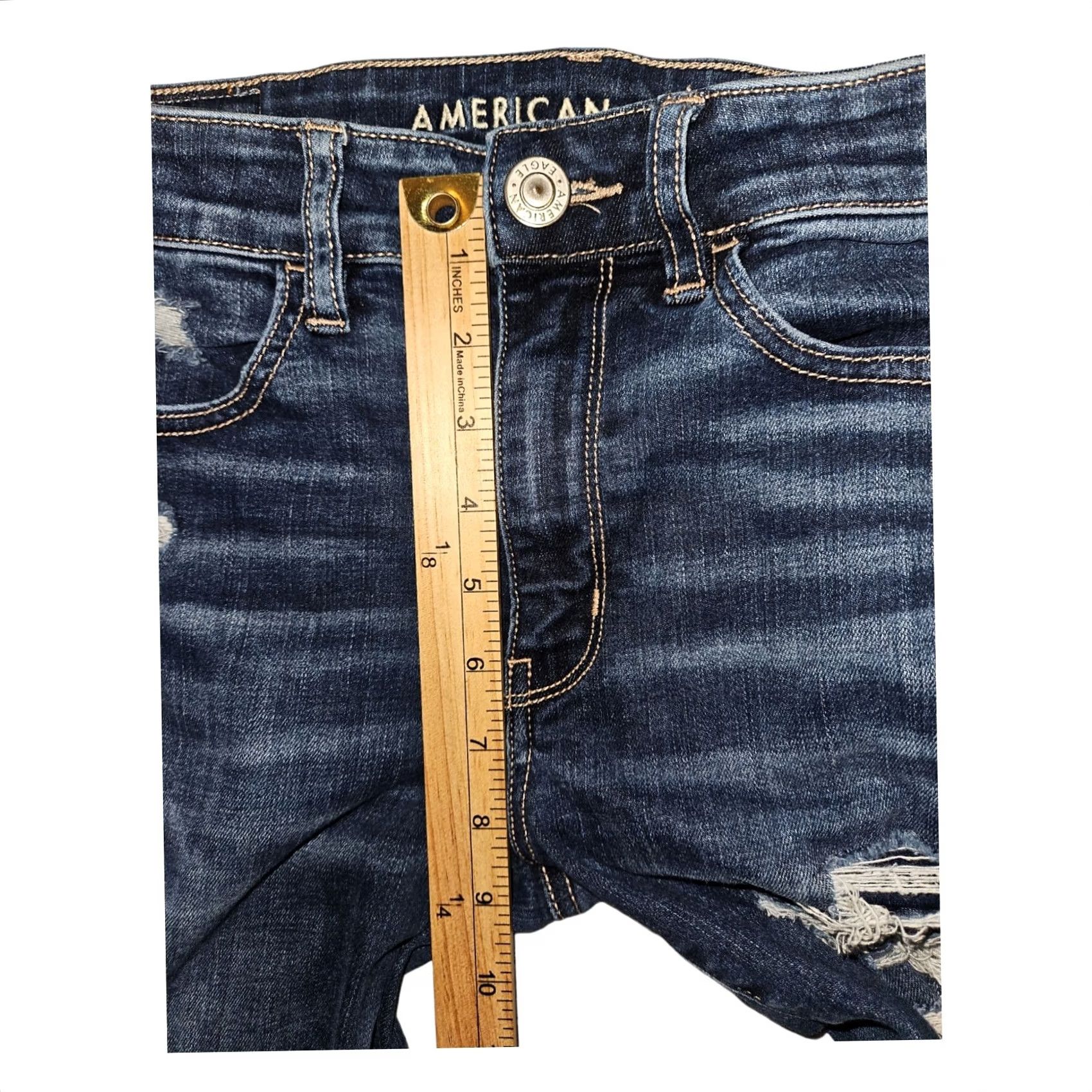 American Eagle Outfitters VINTAGE American Eagle High Rise Jegging Crop Women's 6 Blue Distressed Preppy City Hipster Casual Girls Size 28" / US 6 / IT 42 - 6 Thumbnail