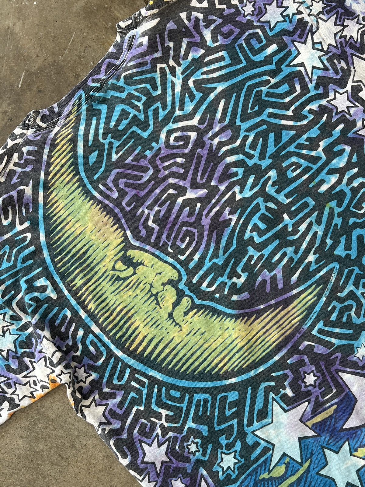 Vintage Vintage 1992 AOP Sun Moon Dyed Tee Liquid Blue Tag XL Size US XL / EU 56 / 4 - 4 Thumbnail
