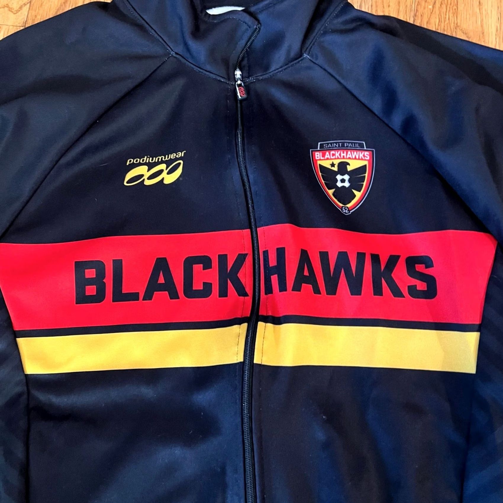 Vintage Podium Wear Jacket Adult Large Saint Paul Blackhawks Soccer Track Mens Black Size US L / EU 52-54 / 3 - 2 Thumbnail