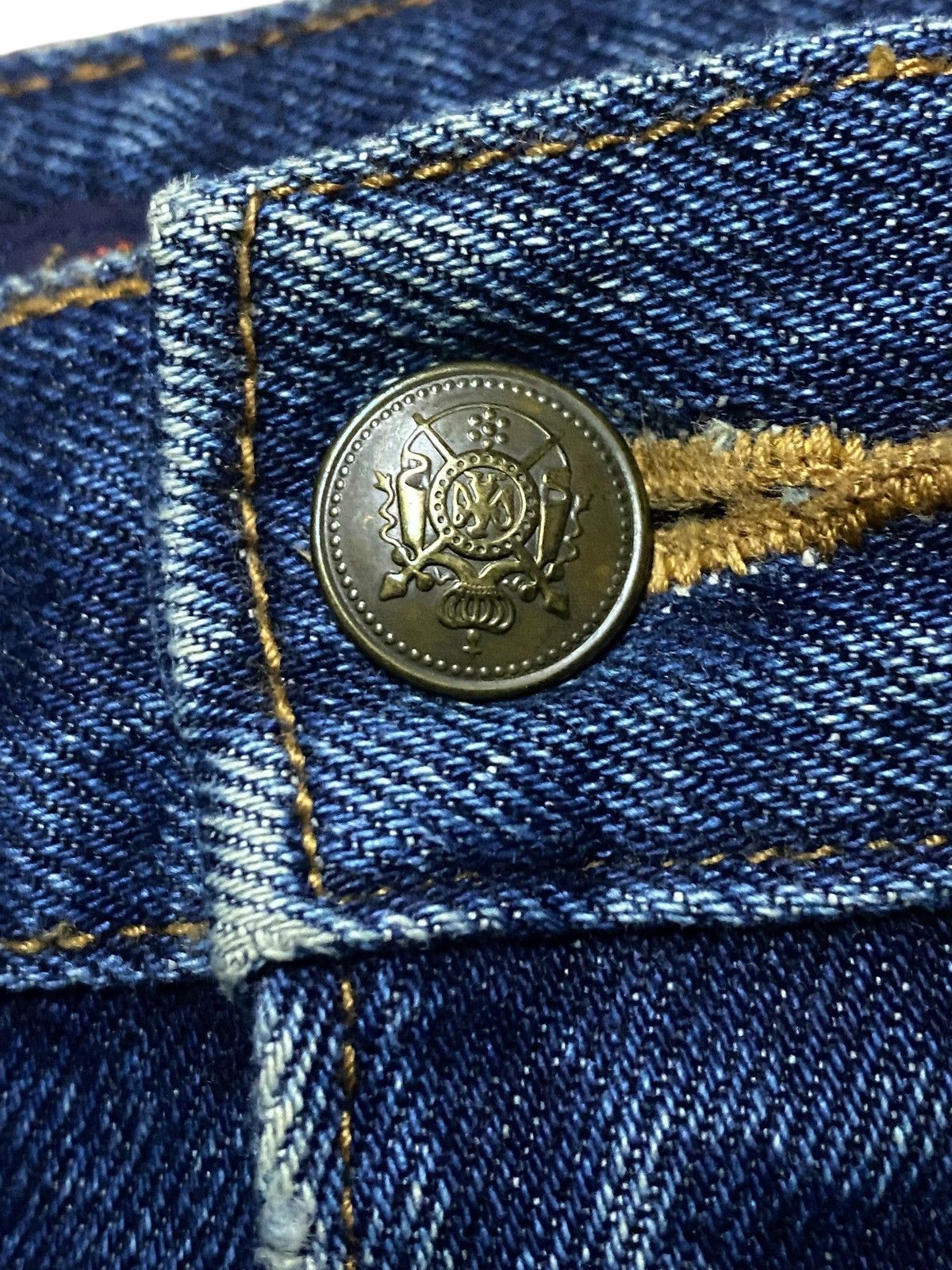 Zanetti Vintage Zanobetti Blue Wash Embroidery Pocket Loose Jeans Size US 31 - 8 Thumbnail