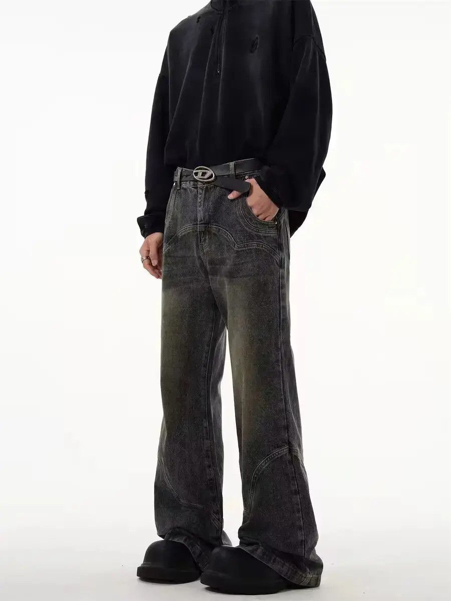 Japanese Brand Retro heavy distressed micro flared patchwork jeans Size US 32 / EU 48 - 4 Thumbnail