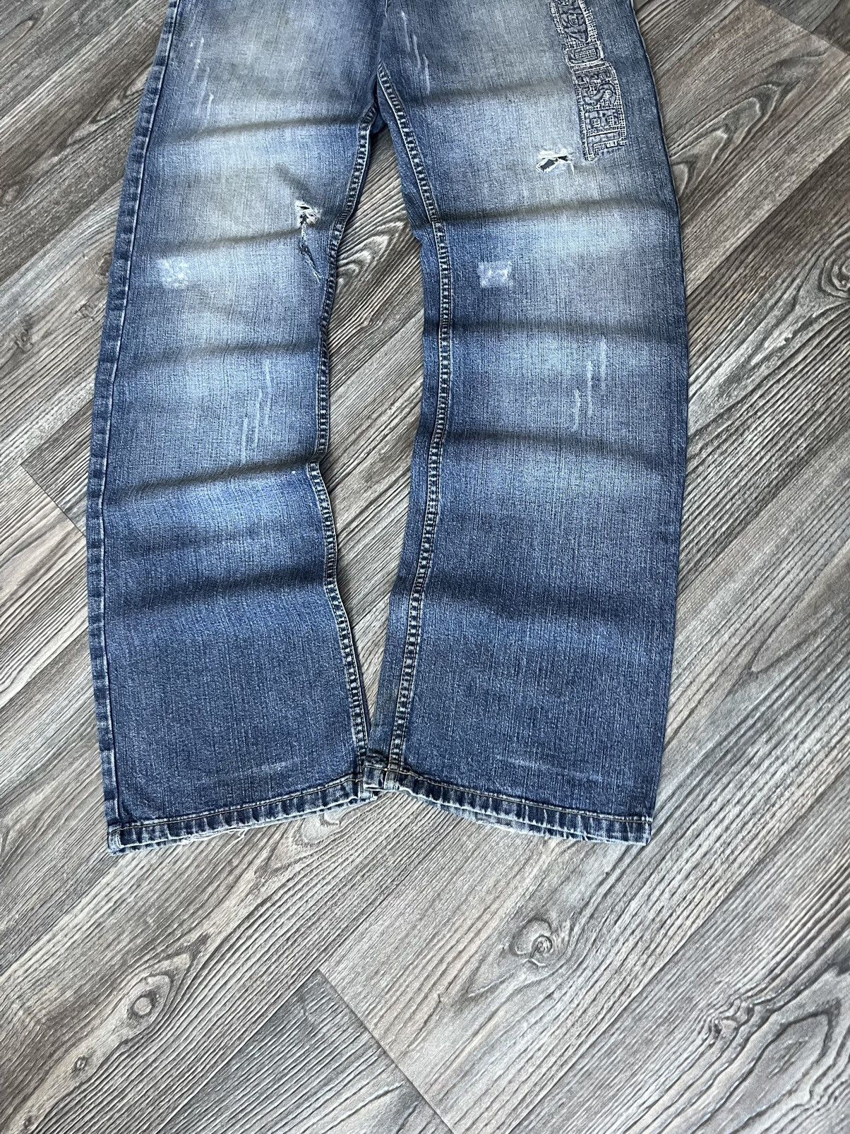 Diesel DIESEL WASHED DISTRESSED FLARED BIG LOGO BLUE Y2K JEANS Size US 31 - 5 Thumbnail