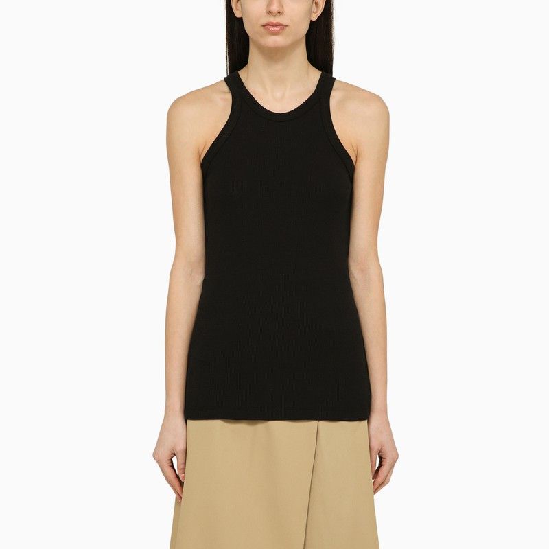 image of Sportmax Black Cotton And Silk Tank Top, Women's (Size Medium)