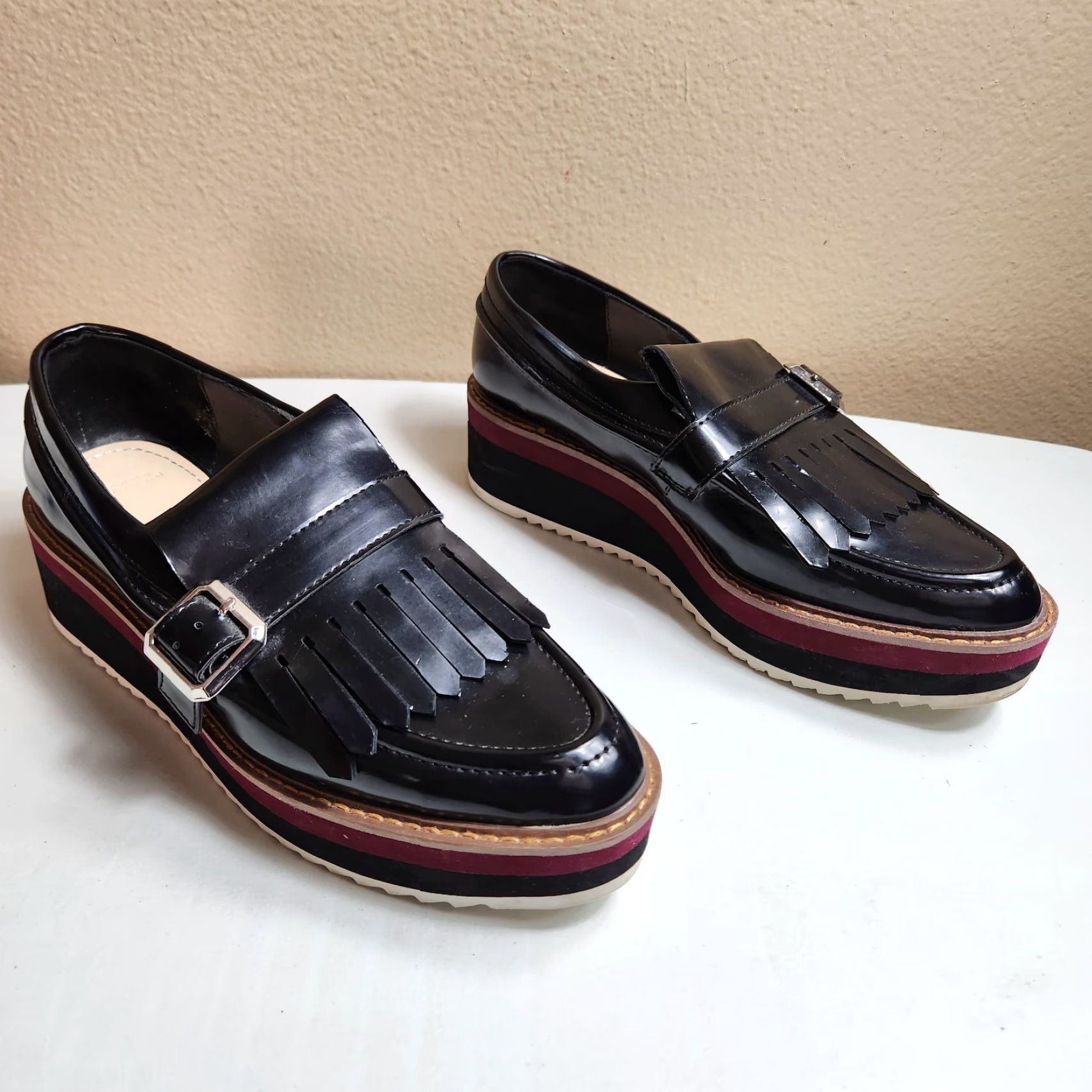Zara Zara Woman |EU38/US7.5| Black Patent Leather Platform Kilt Chunky Loafers Loafer Women MVP platform loafers Size US 8 / IT 38 - 7 Thumbnail