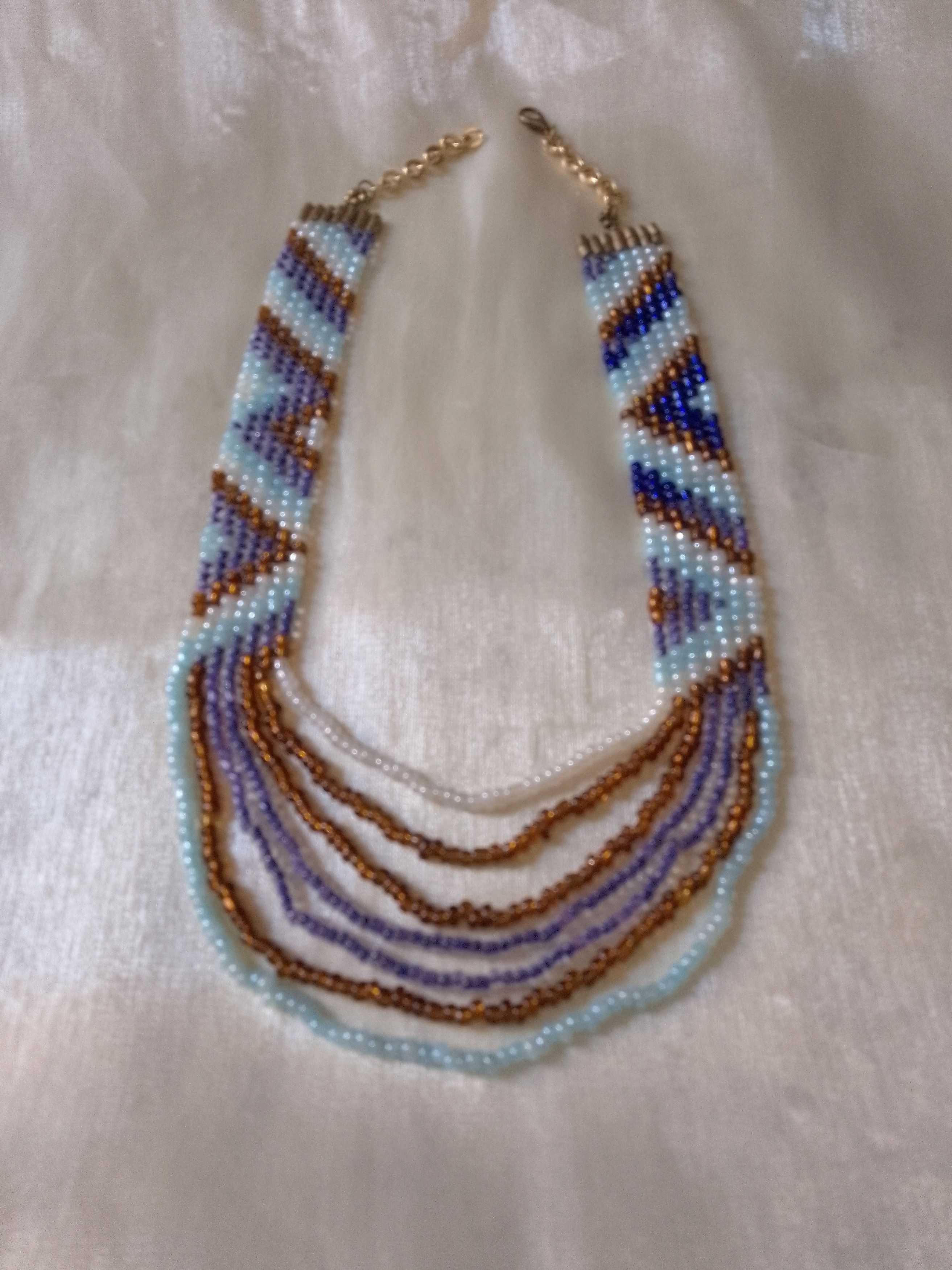Handmade Necklace Long Ethnic Pattern Native Americans Multithread Size ONE SIZE - 7 Thumbnail
