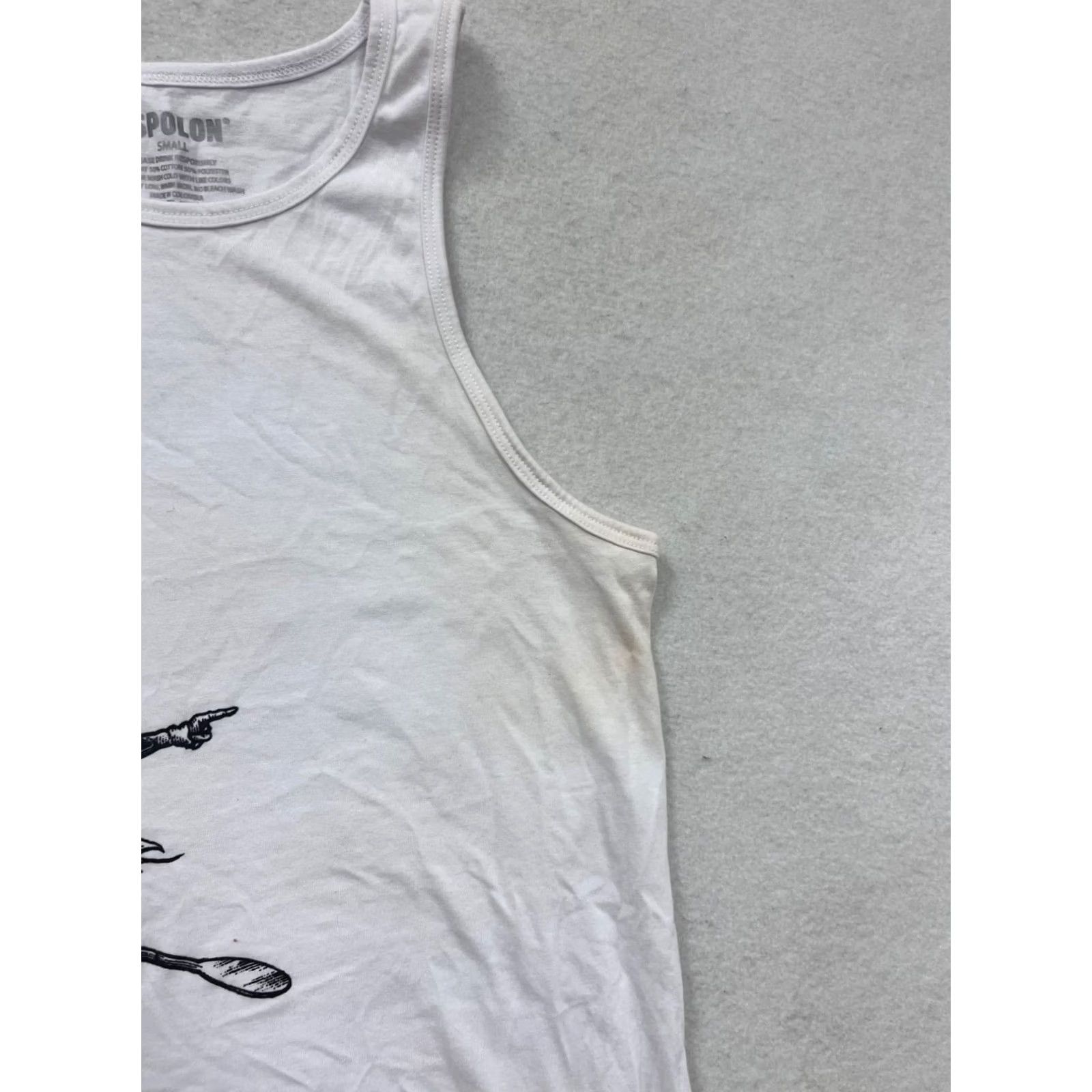 Vintage Espolón Tequila Skeleton Graphic White Tank Top S Mens Sleeveless T-Shirt Shirt Built-in Rooster Graphic White S Size US S / EU 44-46 / 1 - 5 Thumbnail