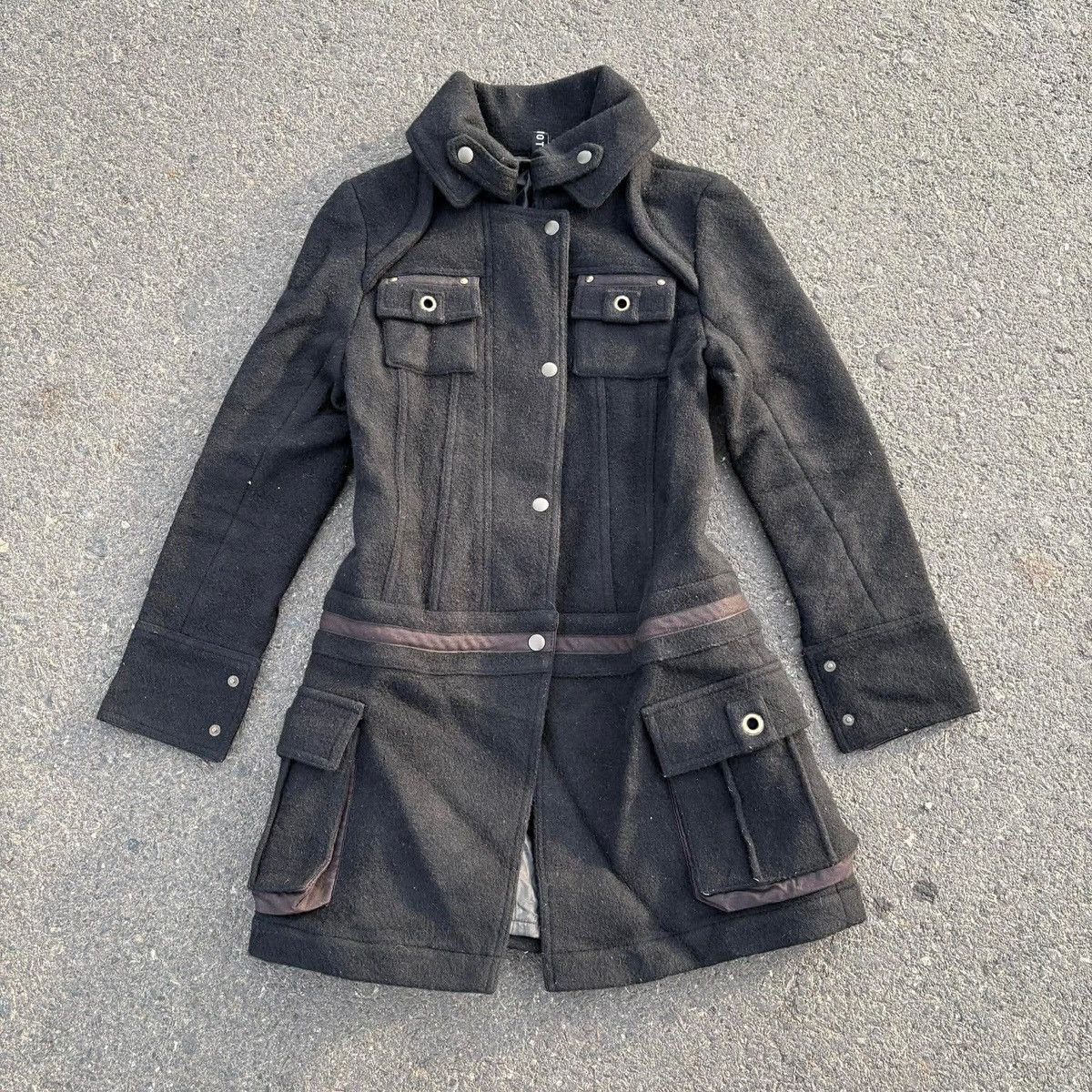 Japanese Brand ERIOT Wool Military Utility Coat Black Y2K Gothic Size S / US 4 / IT 40 - 1 Thumbnail