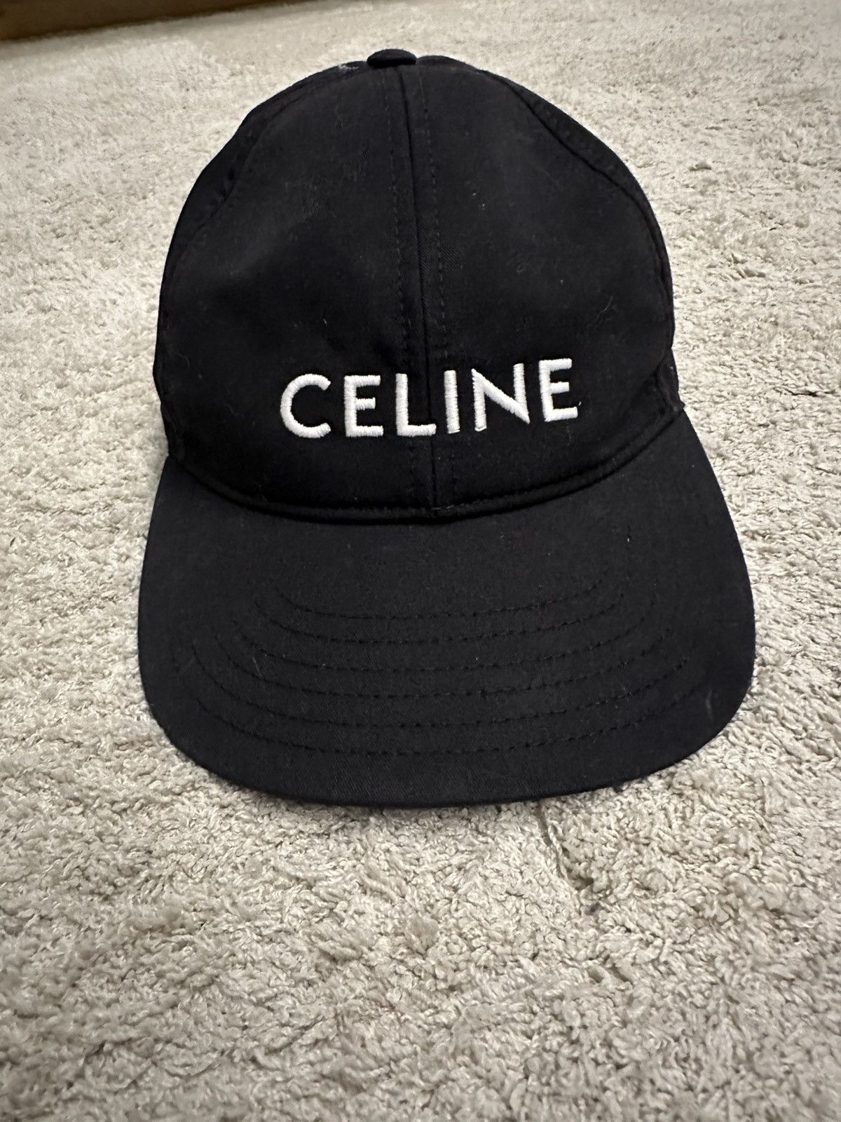 Black Celine Logo Baseball Cap Cotton Size S